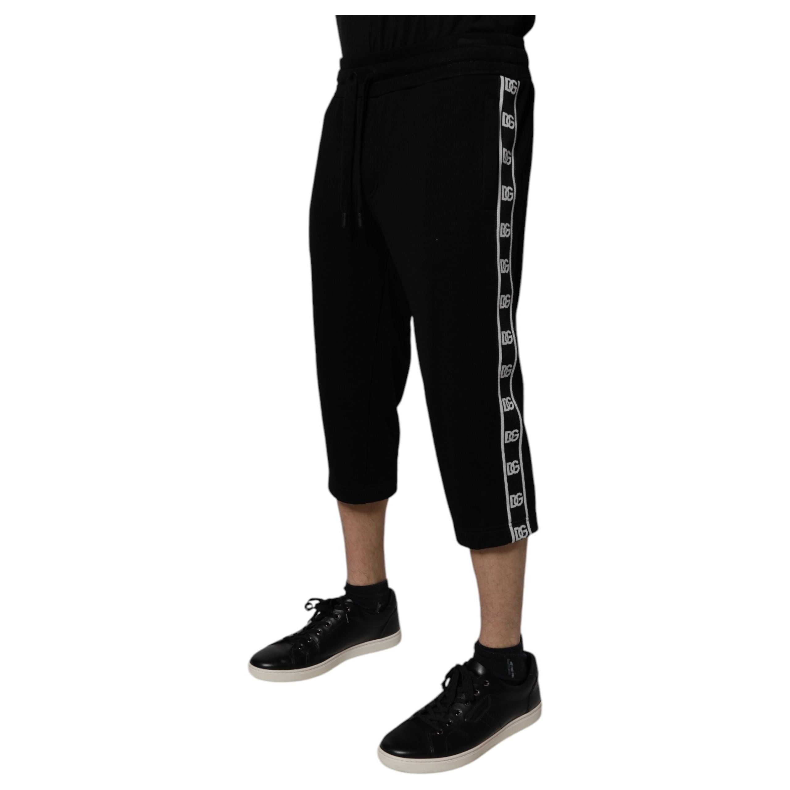 Dolce & Gabbana Black Cotton Blend Cropped Sweatpants