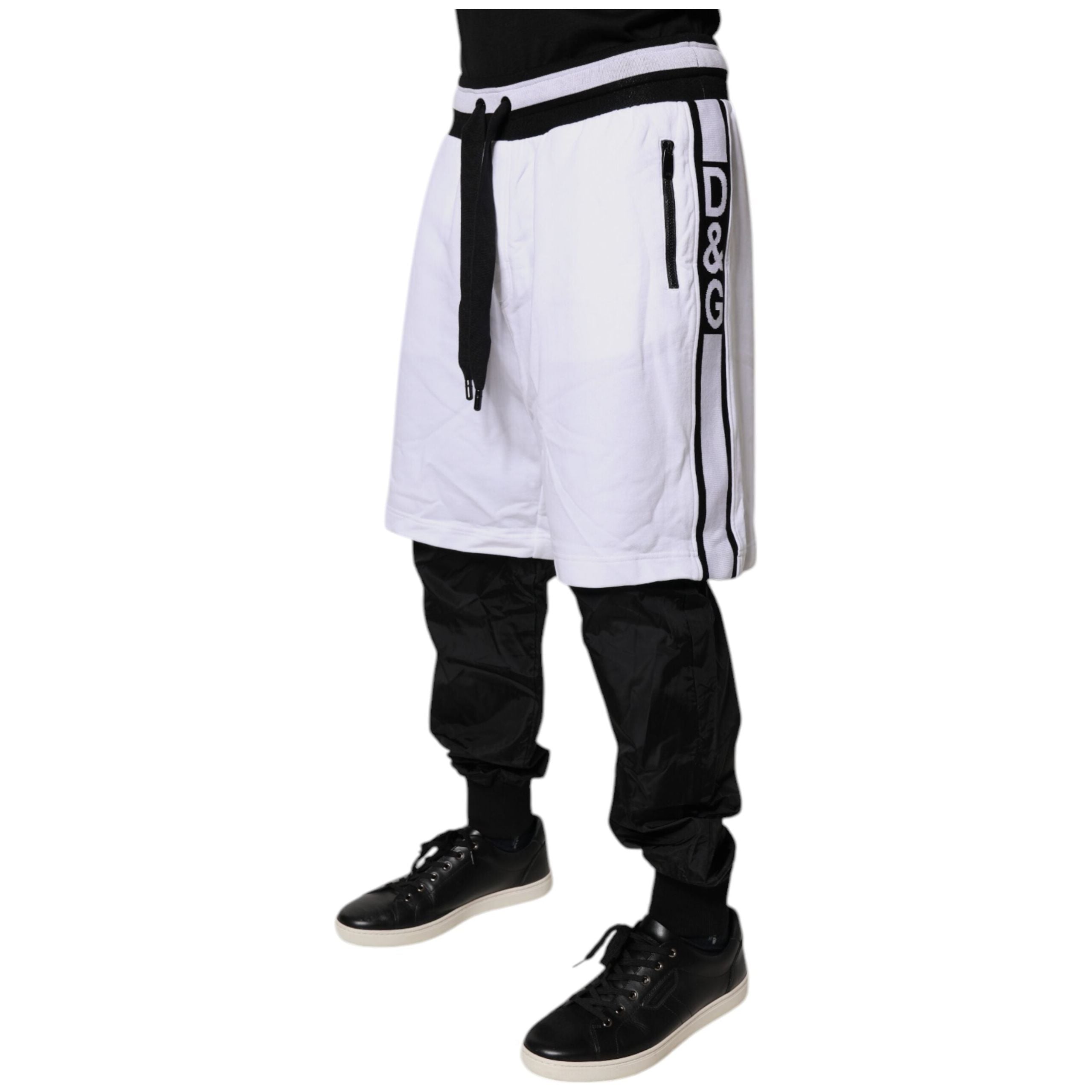 Dolce & Gabbana Black White Cotton Layered Sweatpants Pants