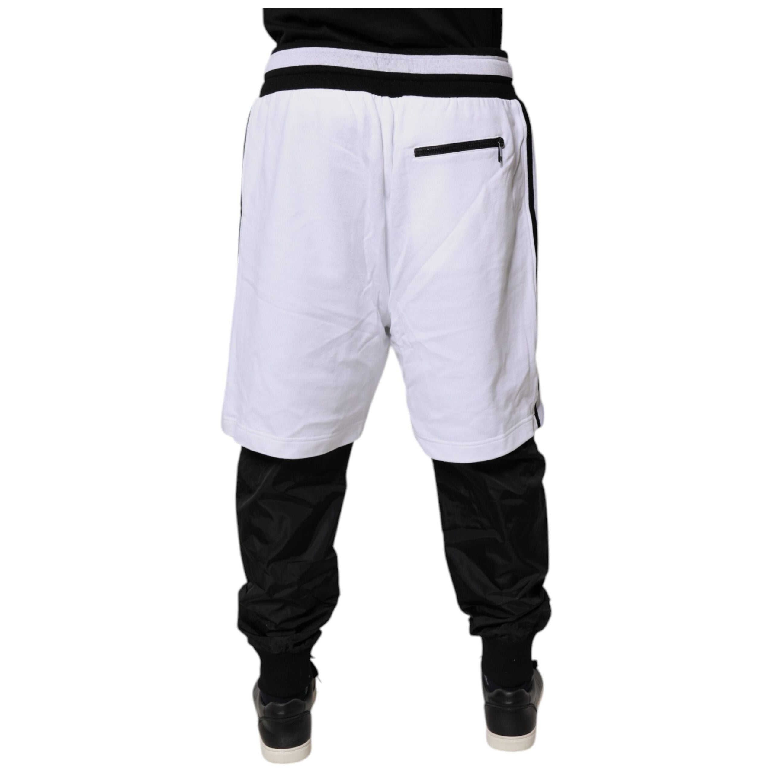 Dolce & Gabbana Black White Cotton Layered Sweatpants Pants