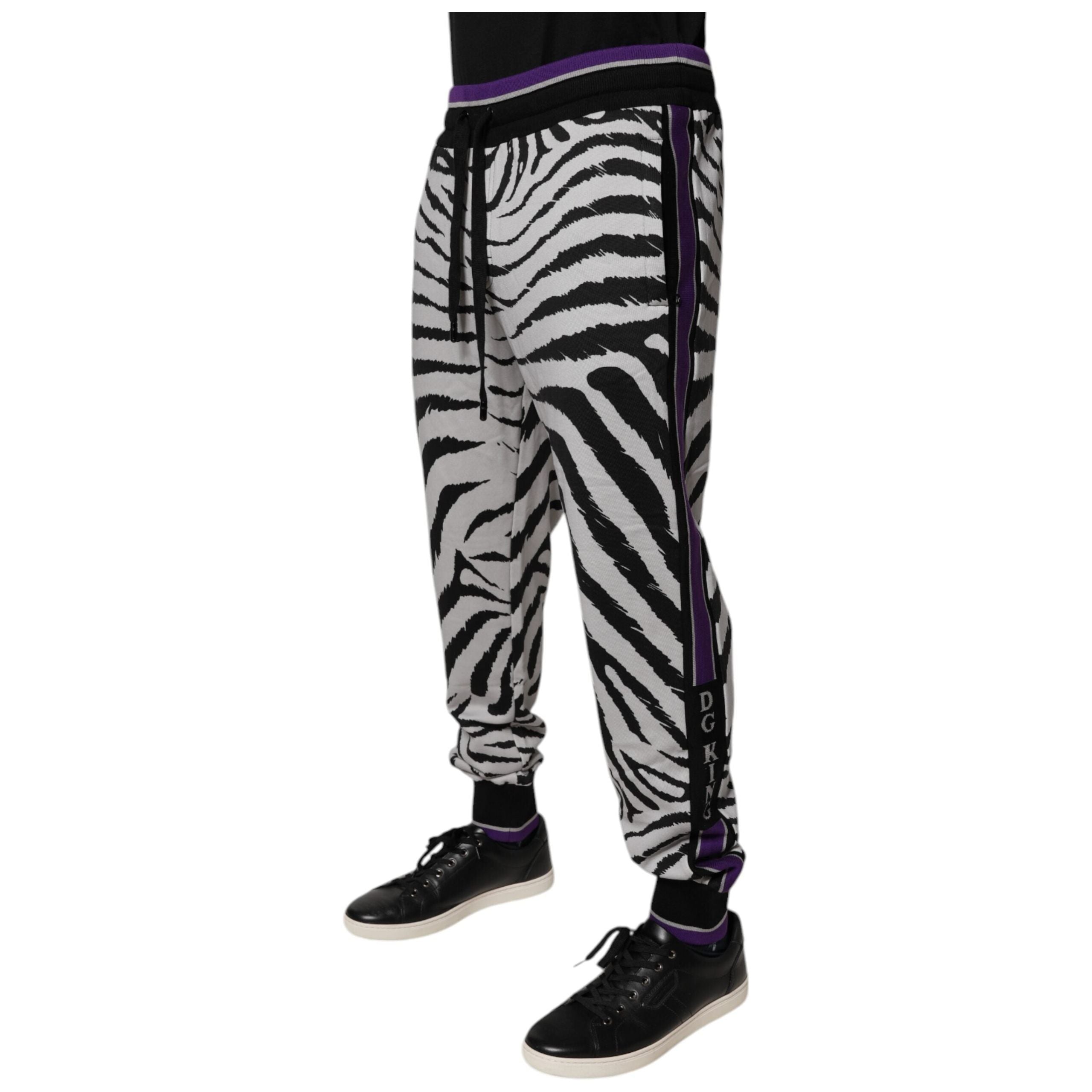 Dolce & Gabbana Black Cotton Zebra Jogger Sweatpants
