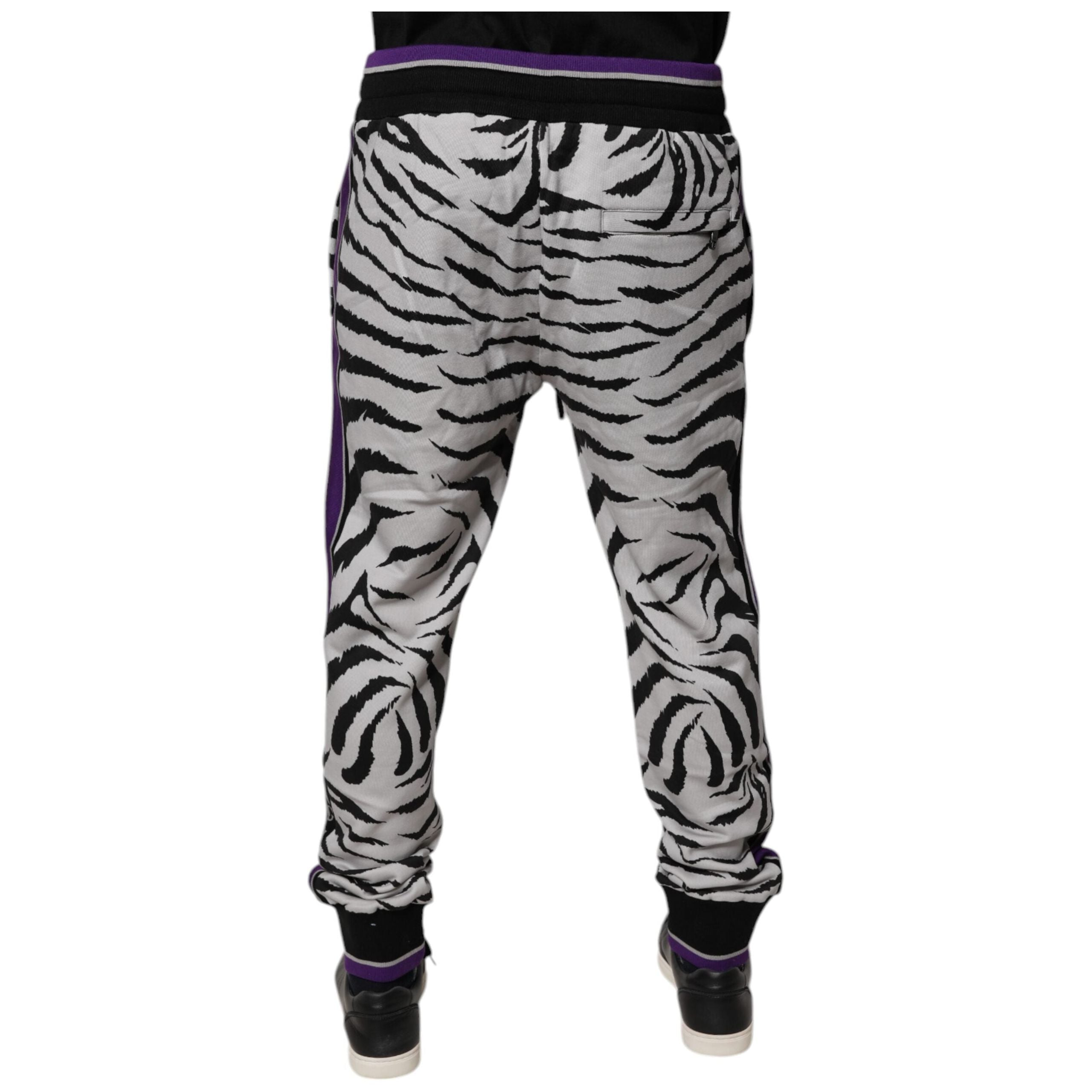 Dolce & Gabbana Black Cotton Zebra Jogger Sweatpants
