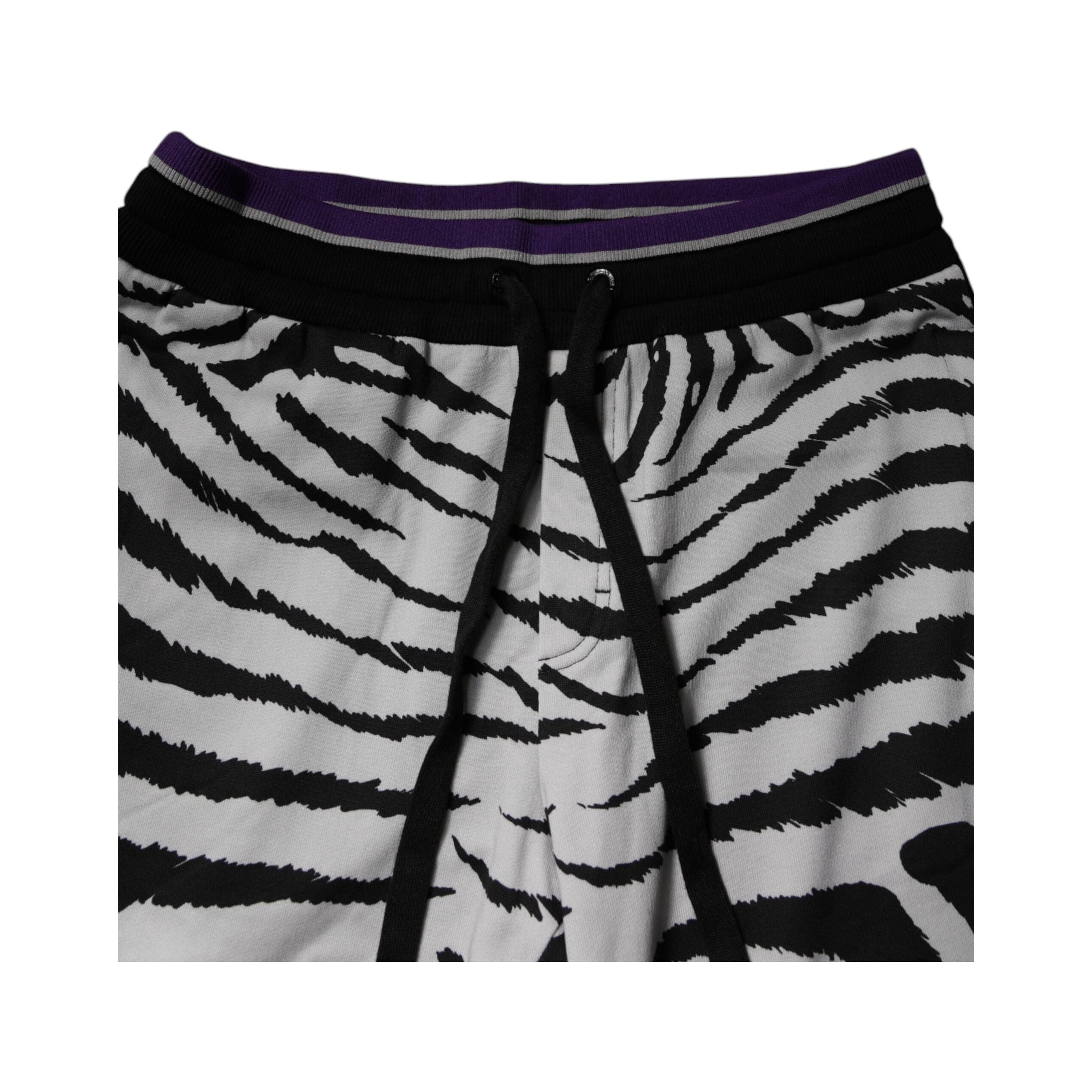 Dolce & Gabbana Black Cotton Zebra Jogger Sweatpants