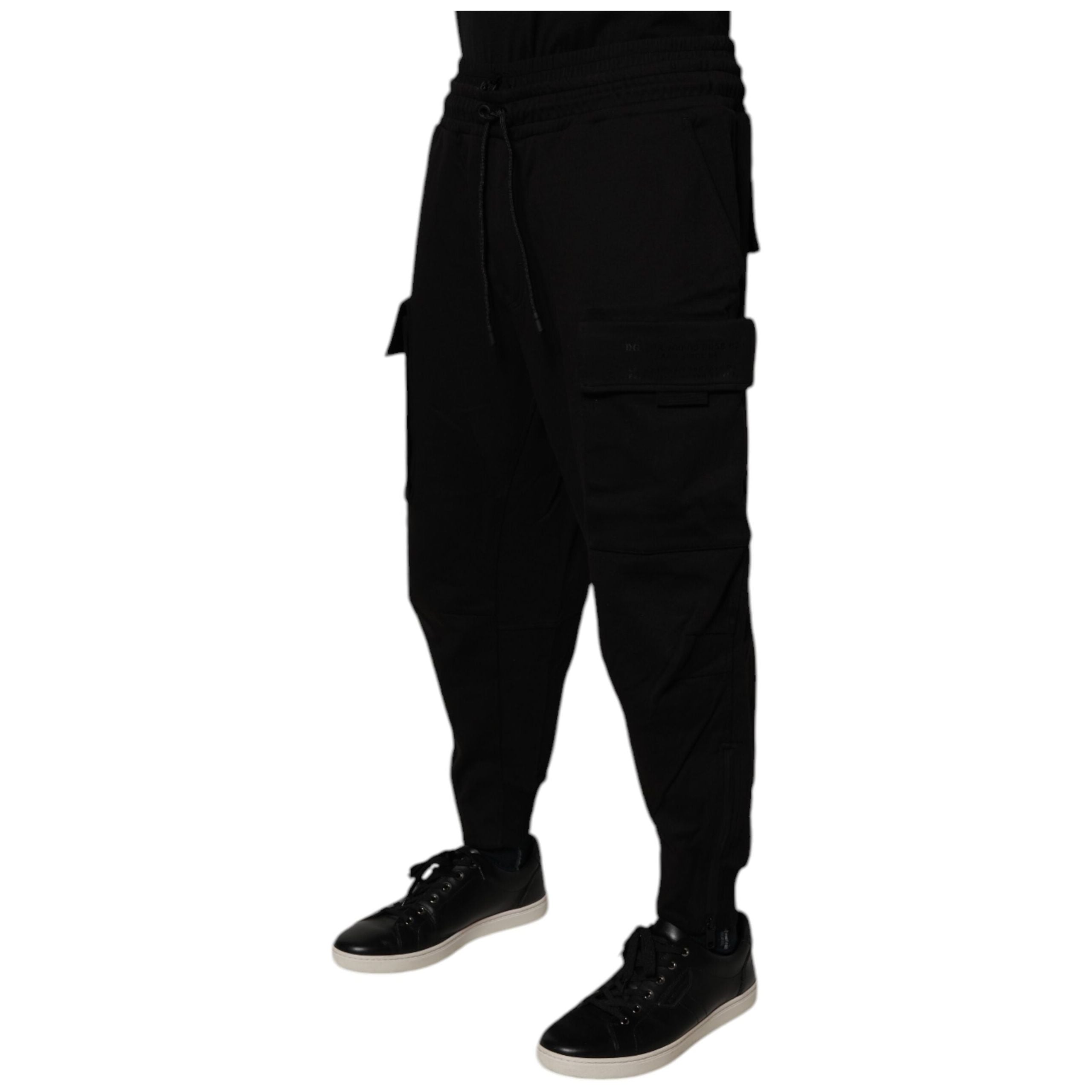 Dolce & Gabbana Black Cotton Cargo Jogger Sweatpants