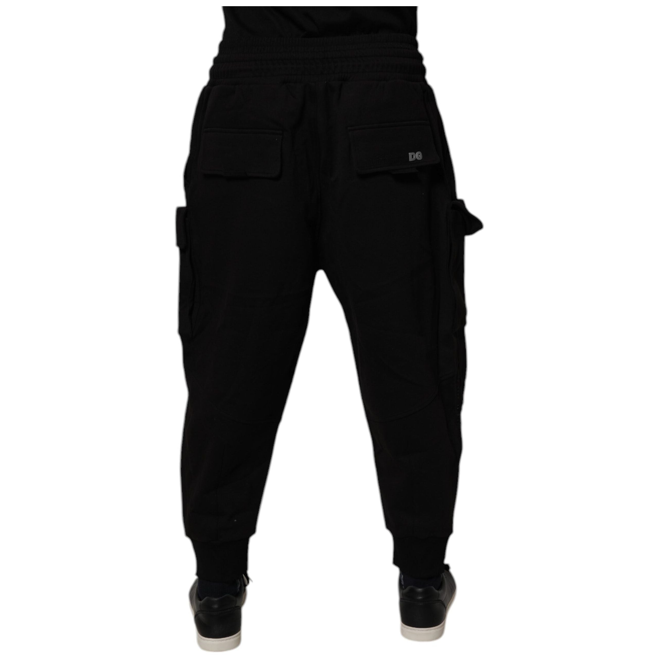 Dolce & Gabbana Black Cotton Cargo Jogger Sweatpants