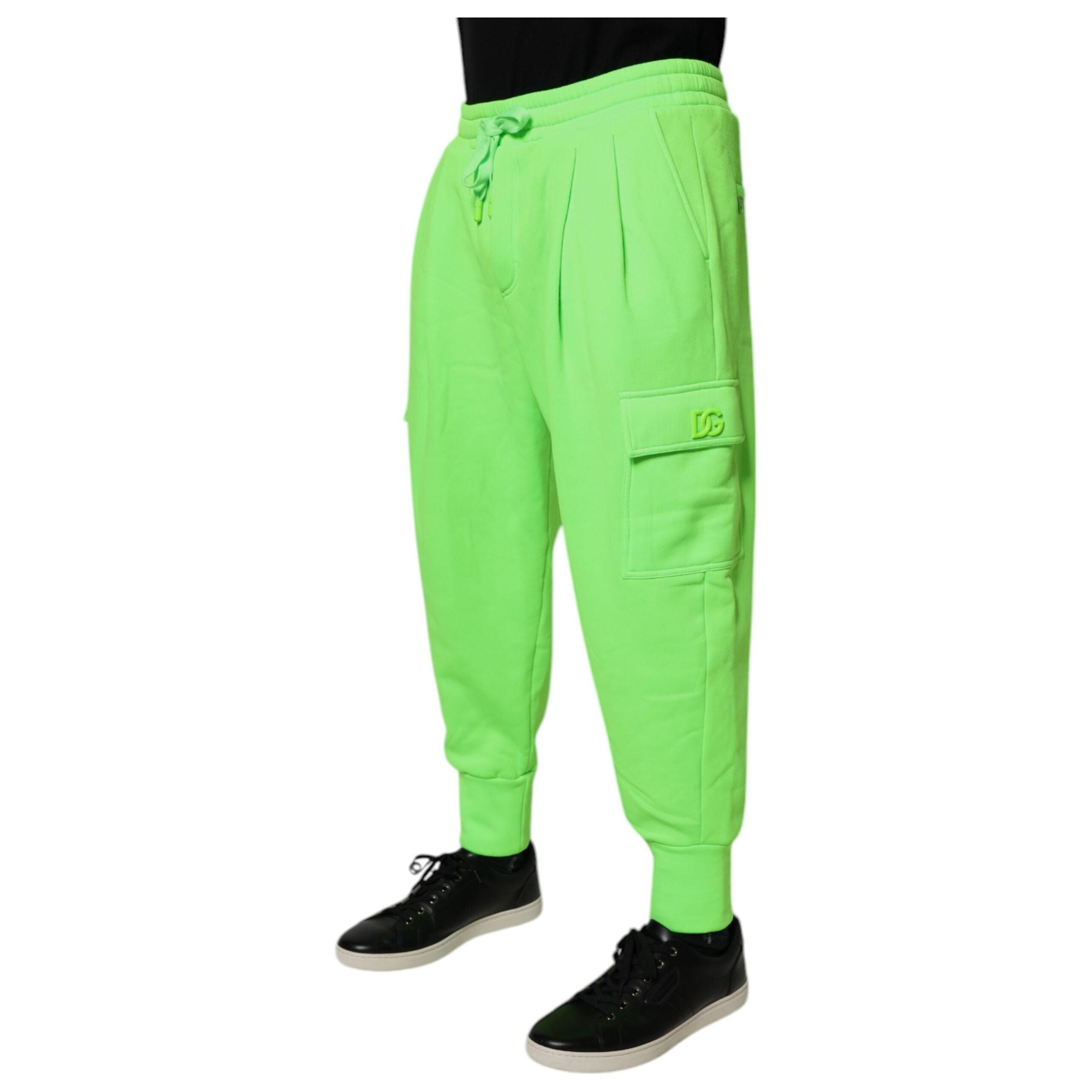Dolce & Gabbana Neon Green Cotton Cargo Jogger Pants