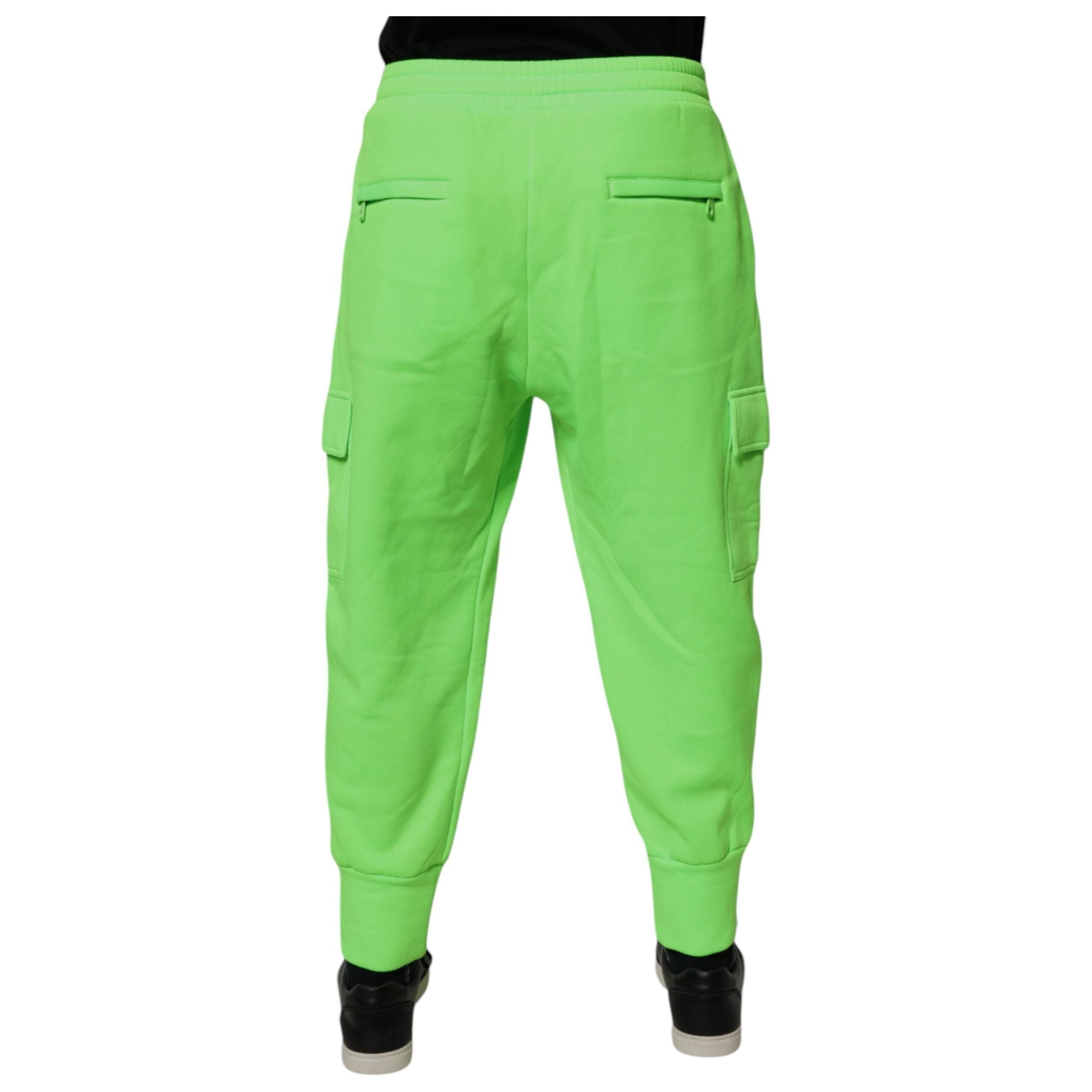 Dolce & Gabbana Neon Green Cotton Cargo Jogger Pants