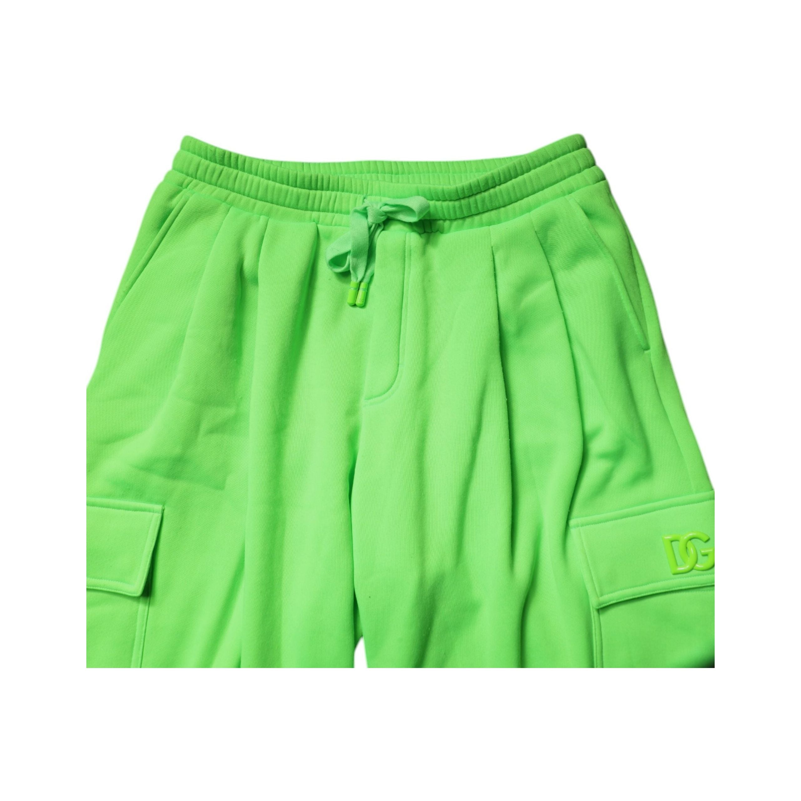 Dolce & Gabbana Neon Green Cotton Cargo Jogger Pants