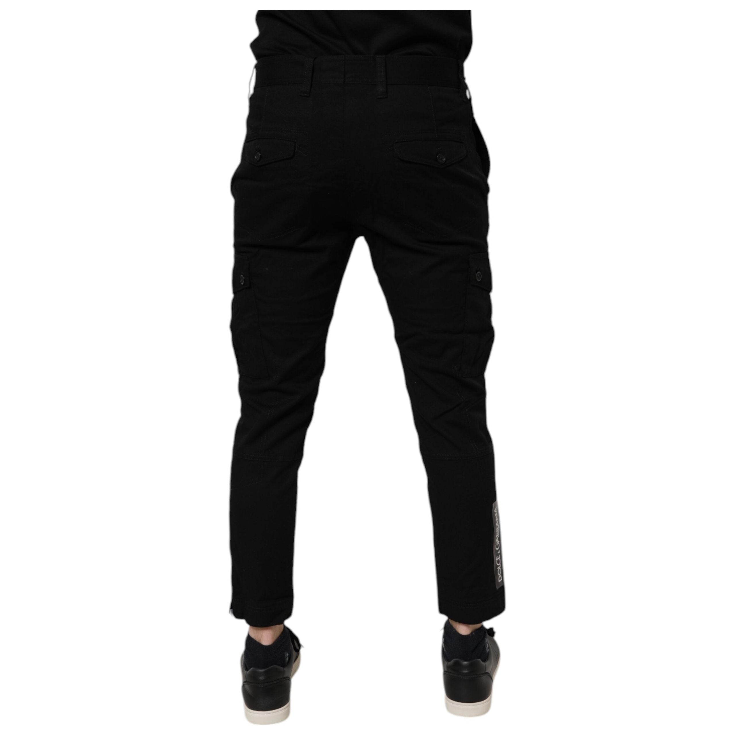 Dolce & Gabbana Black Cotton Stretch Skinny Cargo Jeans