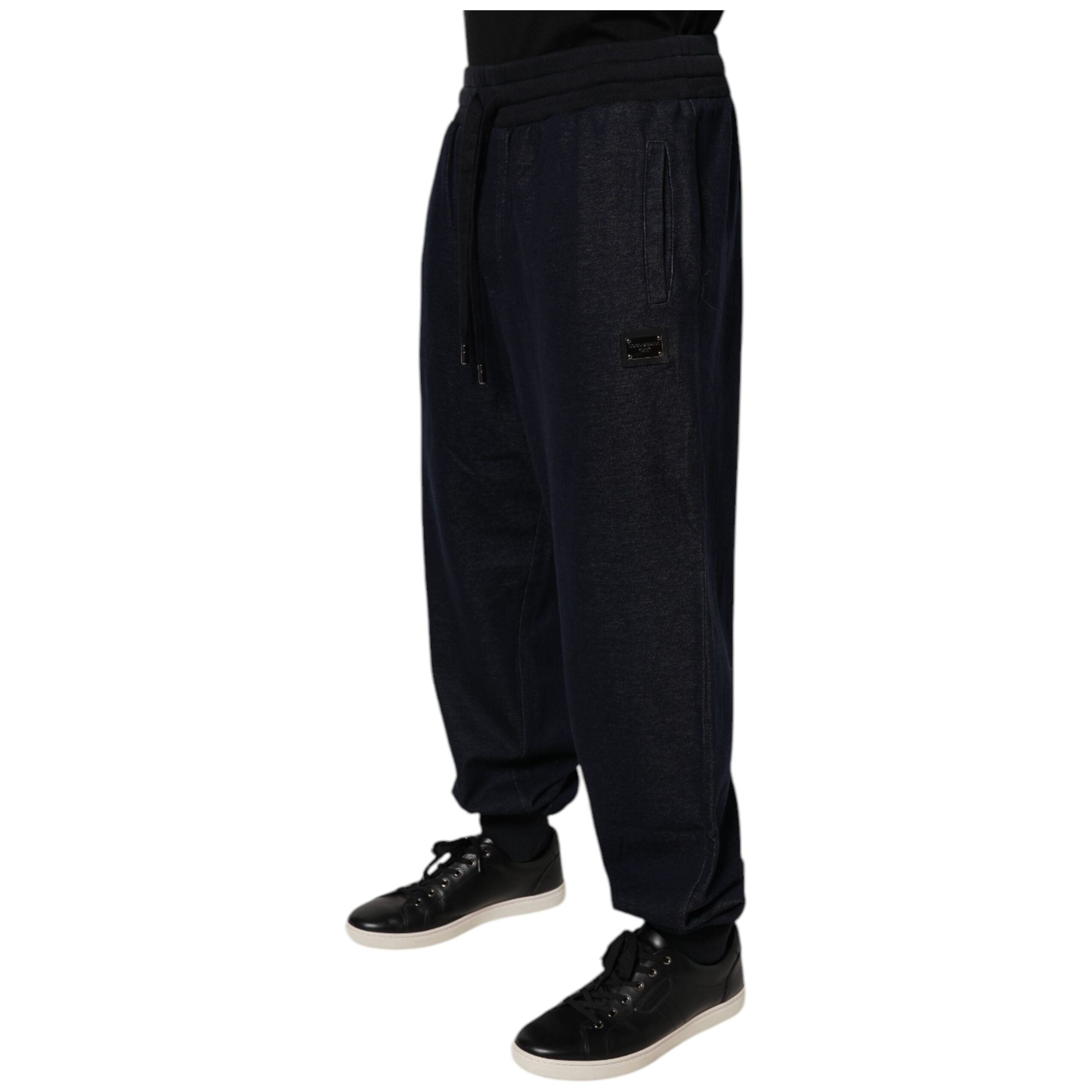 Dolce & Gabbana Black Jacquard Cotton Jogger Sweatpants