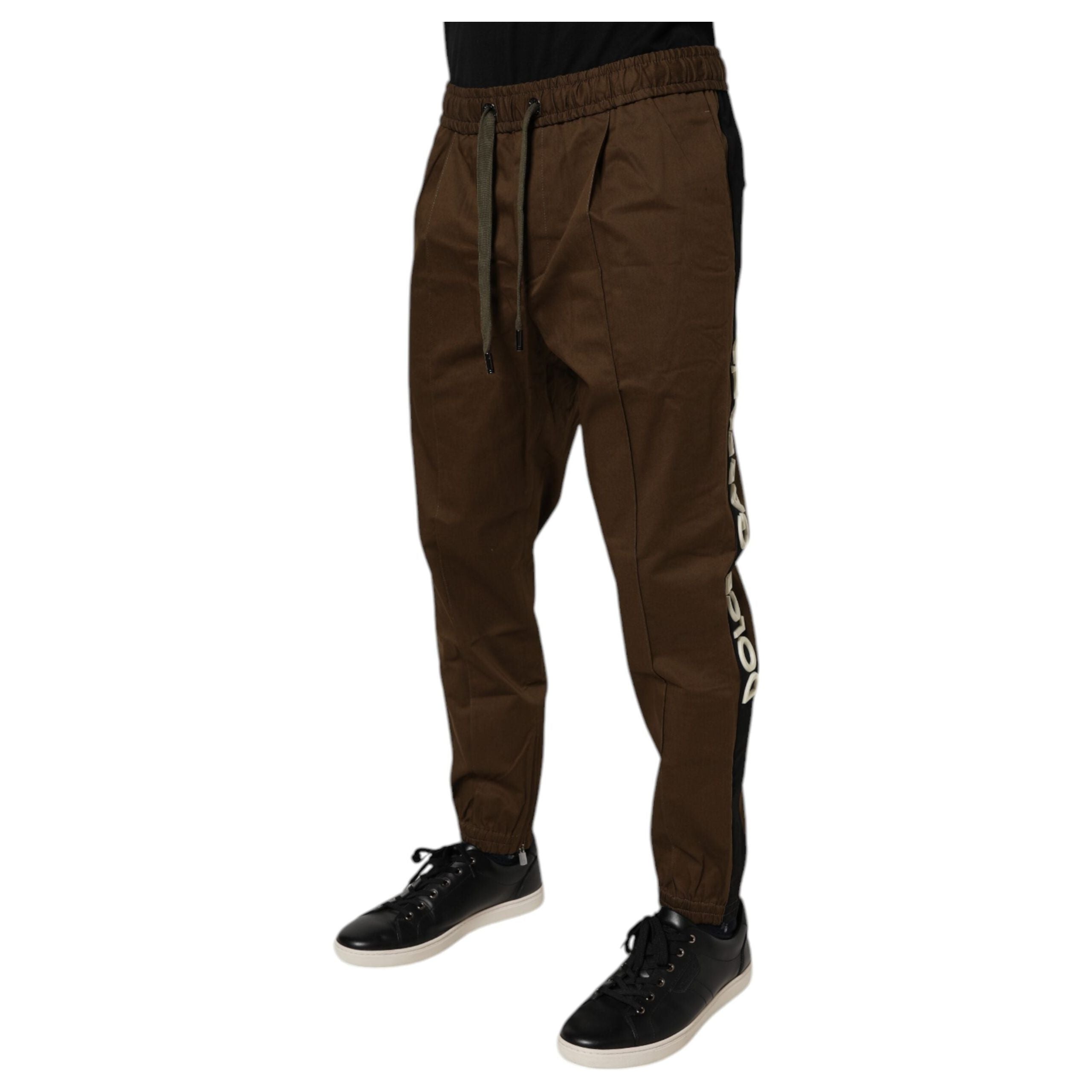 Dolce & Gabbana Brown Cotton Stretch Jogger Sweatpants