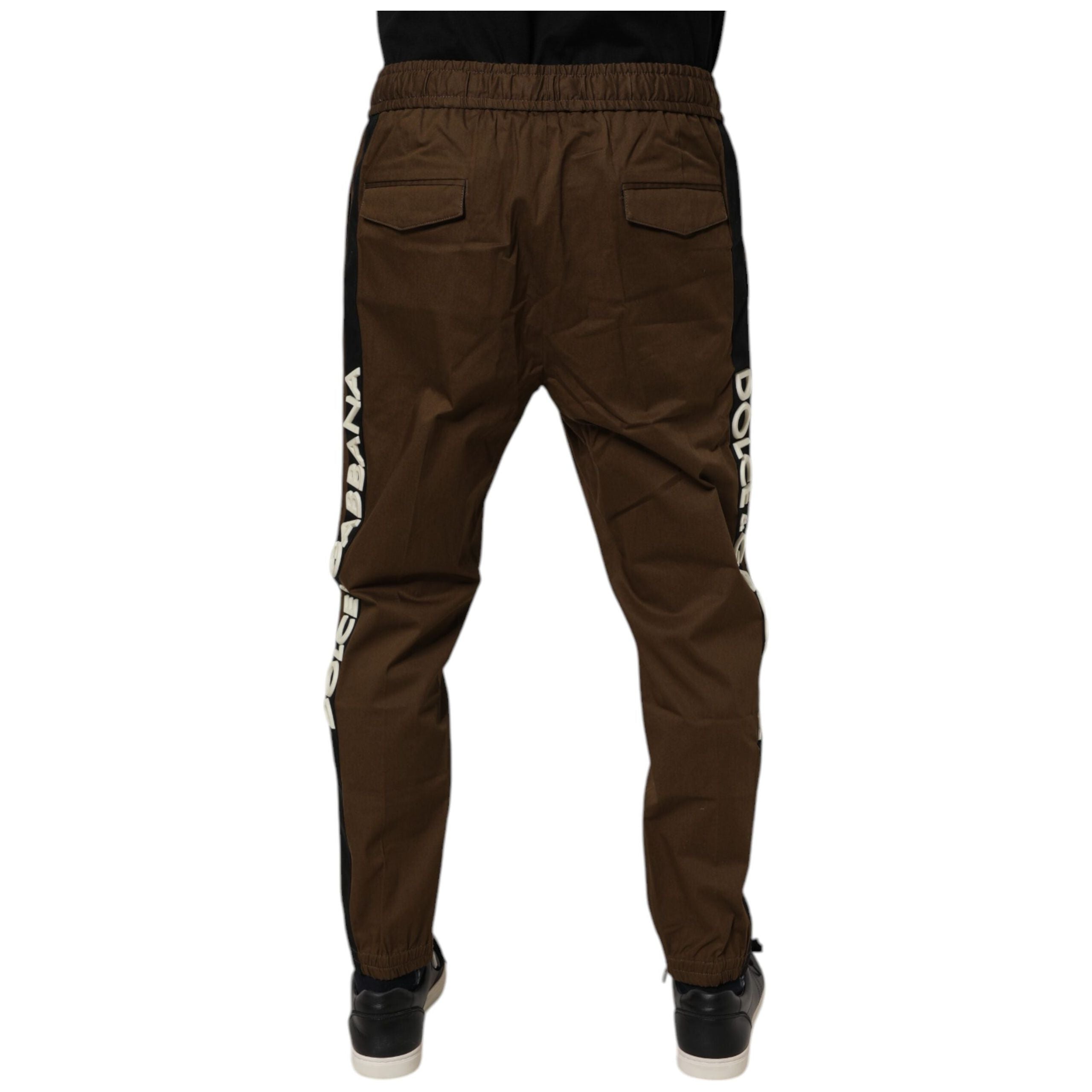 Dolce & Gabbana Brown Cotton Stretch Jogger Sweatpants