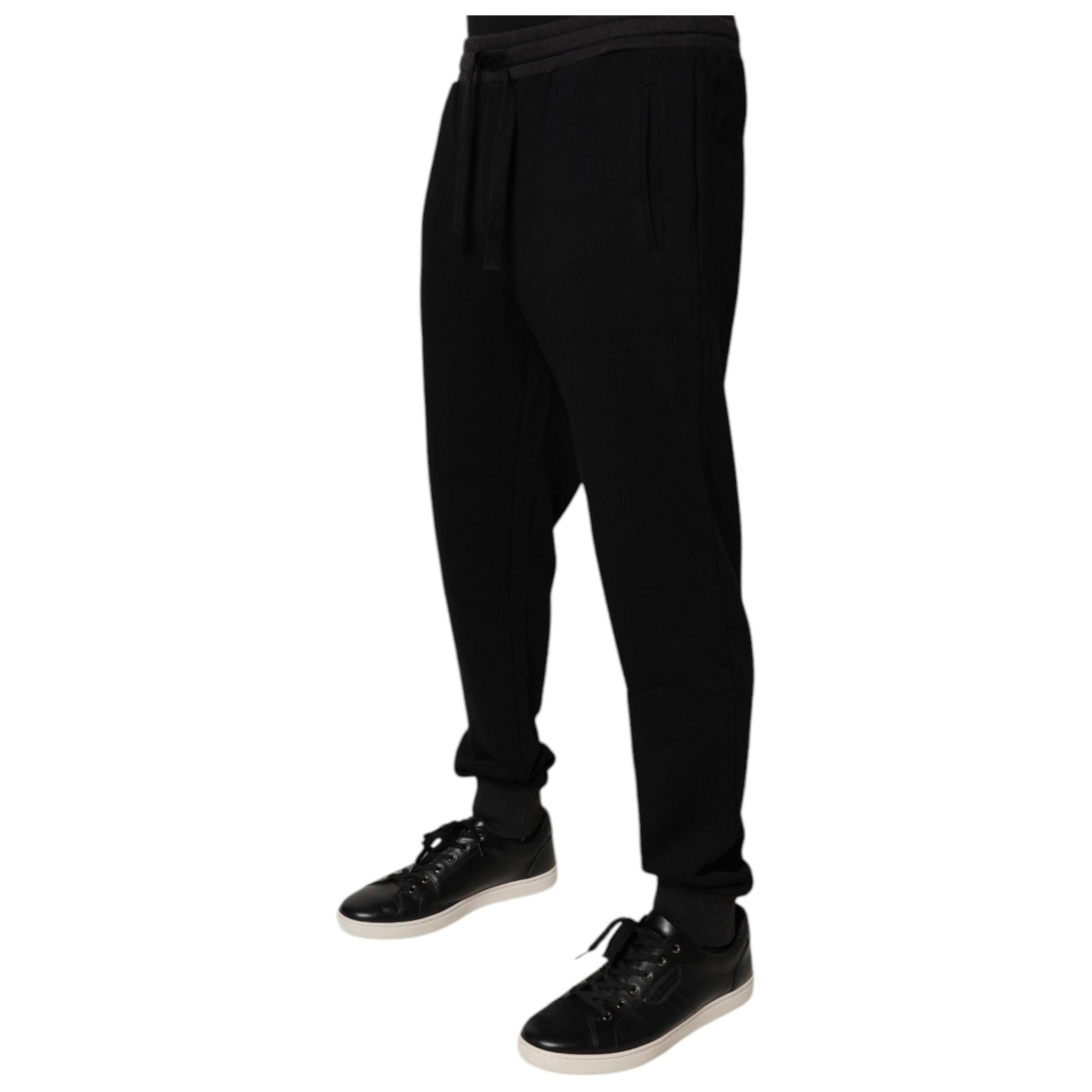 Dolce & Gabbana Black Cotton Logo Jogger Sweatpants Pants