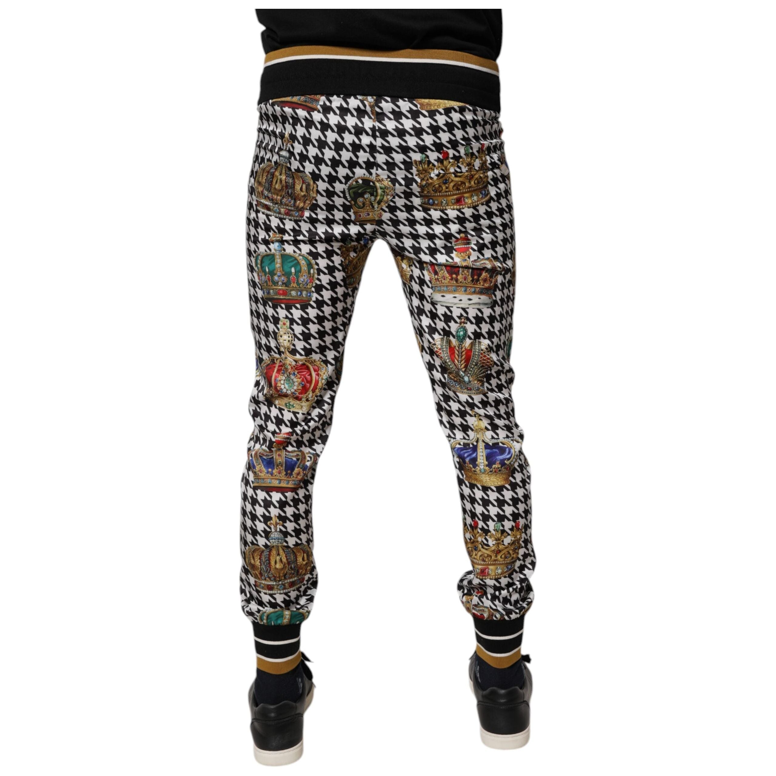 Dolce & Gabbana Multicolor Houndstooth Cotton Sweatpants
