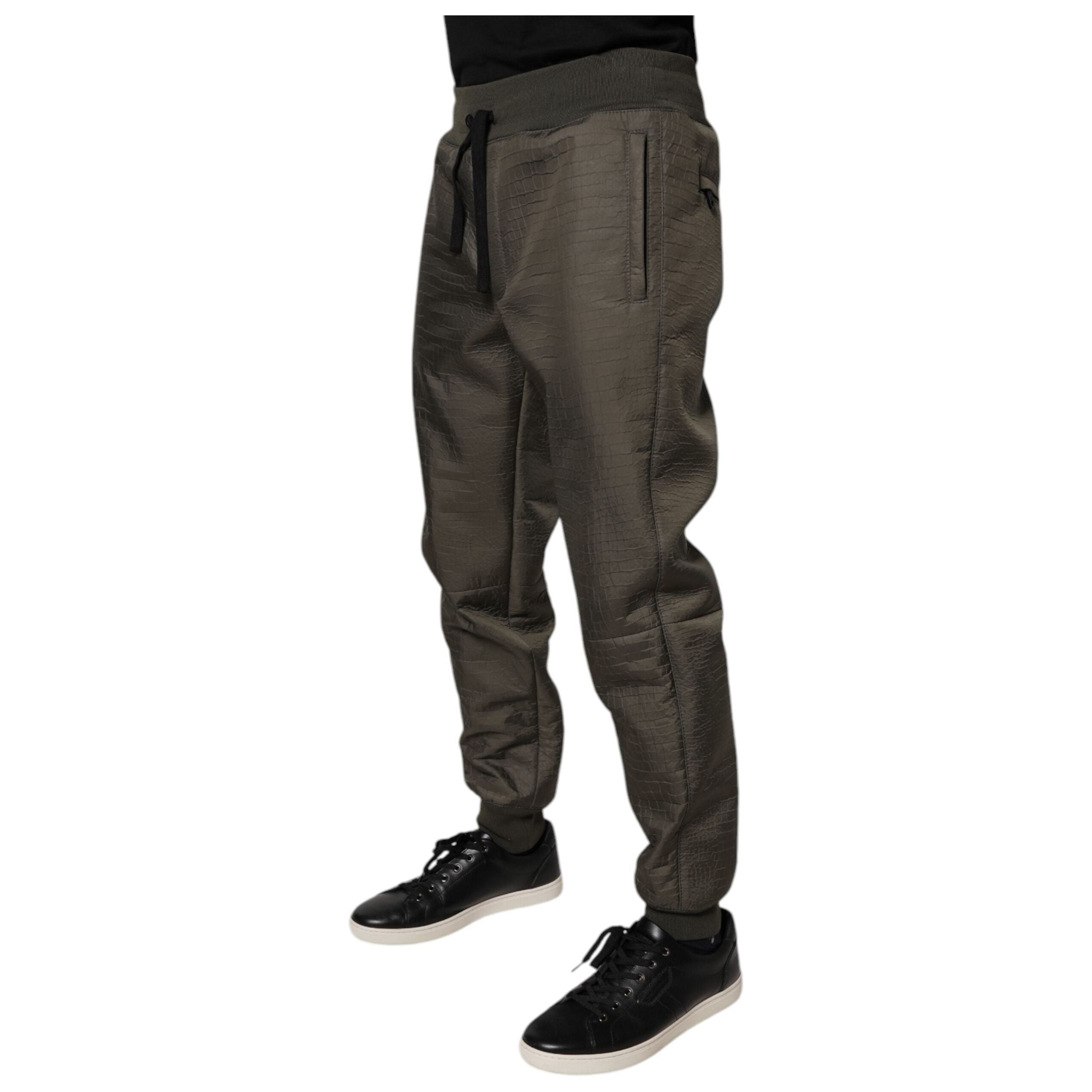 Dolce & Gabbana Brown Lambskin Leather Sweatpants Pants