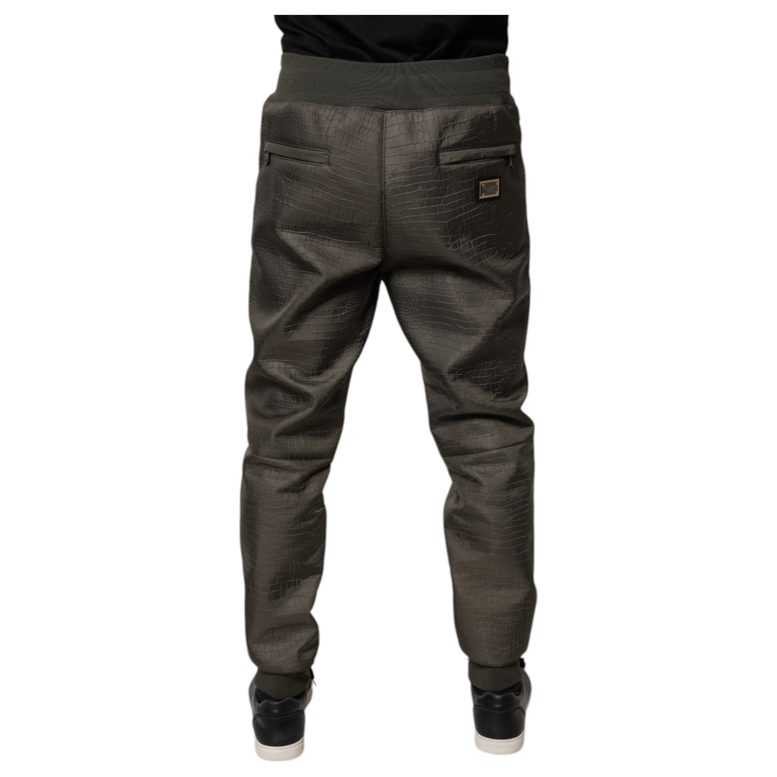 Dolce & Gabbana Brown Lambskin Leather Sweatpants Pants