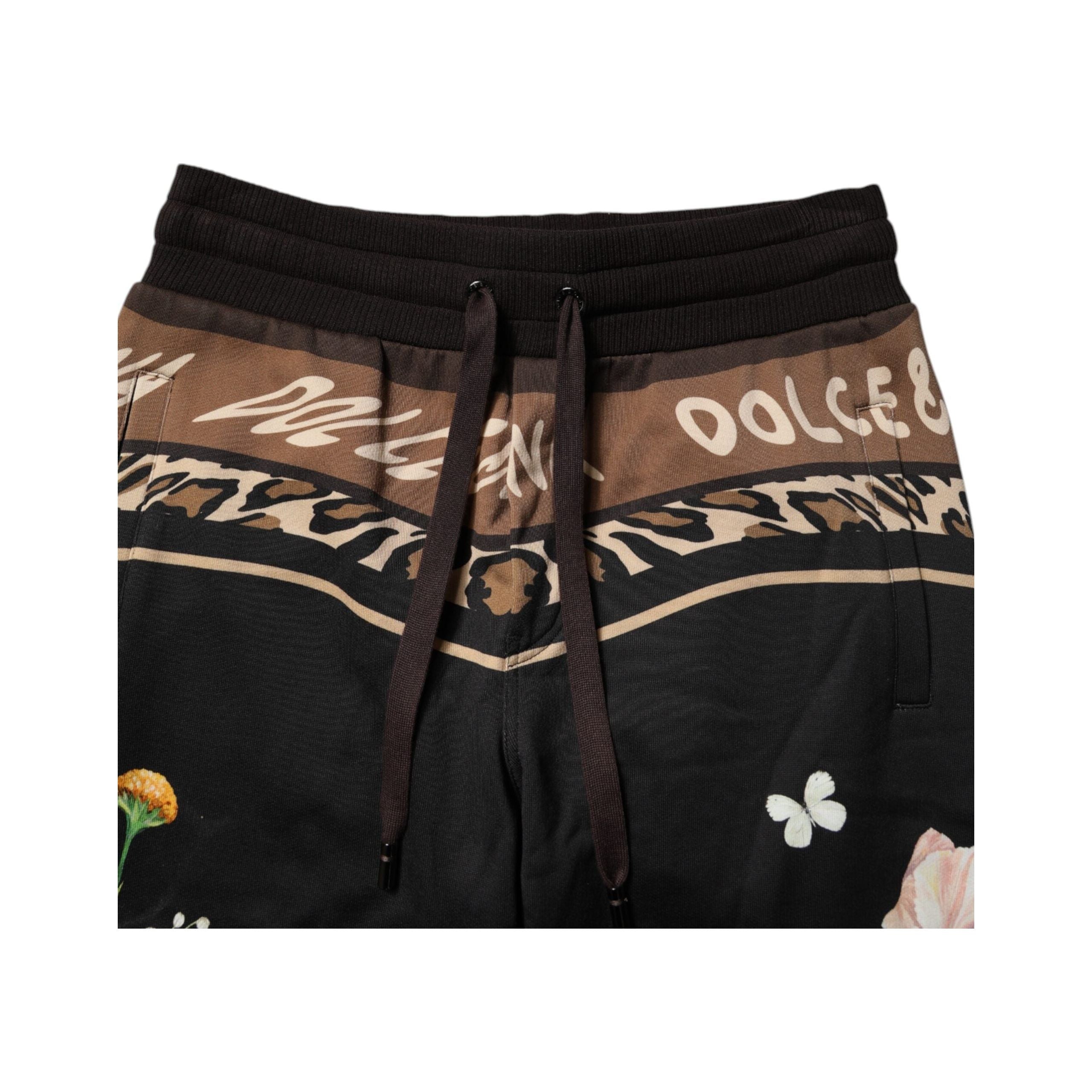 Dolce & Gabbana Black Floral Cotton Jogger Sweatpants