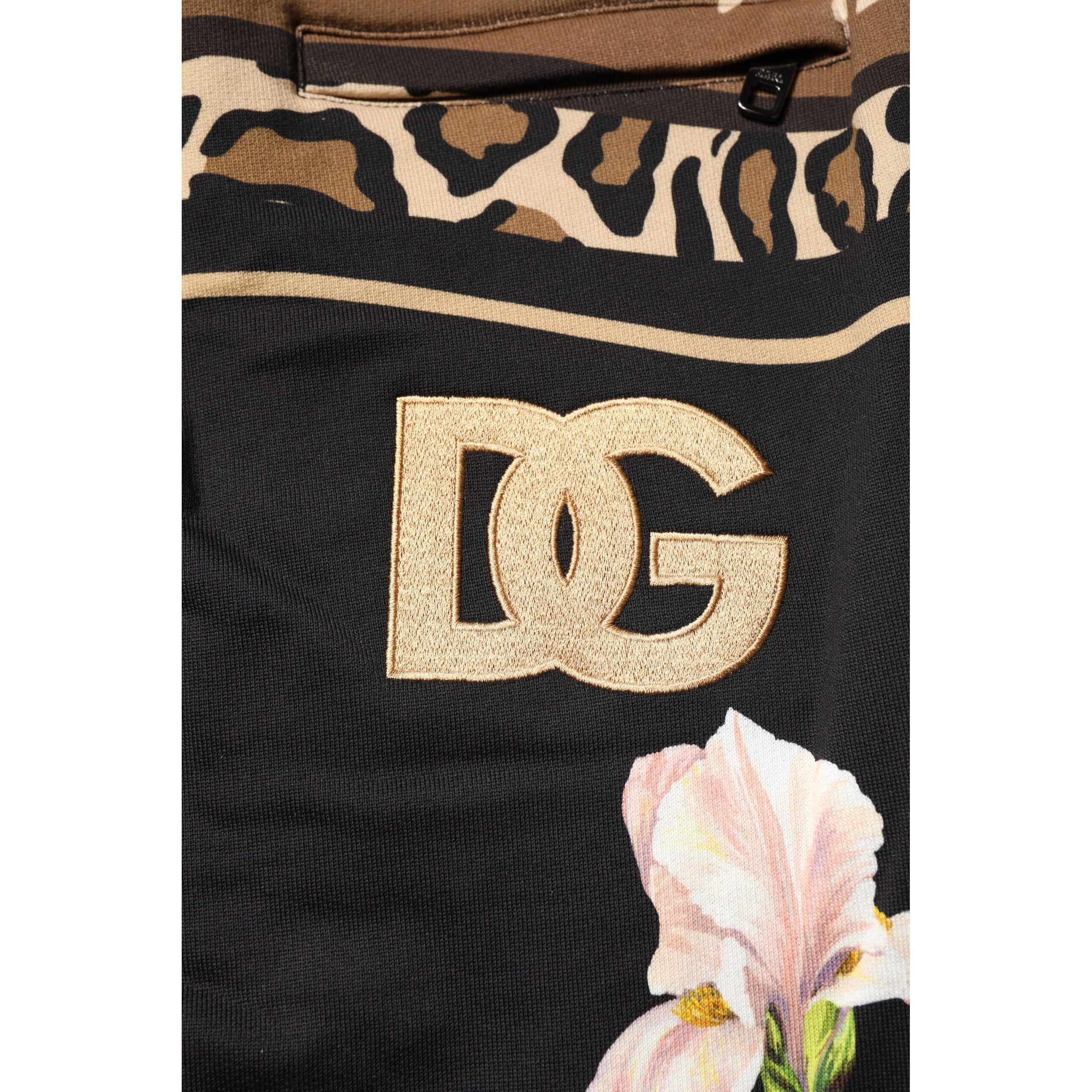 Dolce & Gabbana Black Floral Cotton Jogger Sweatpants