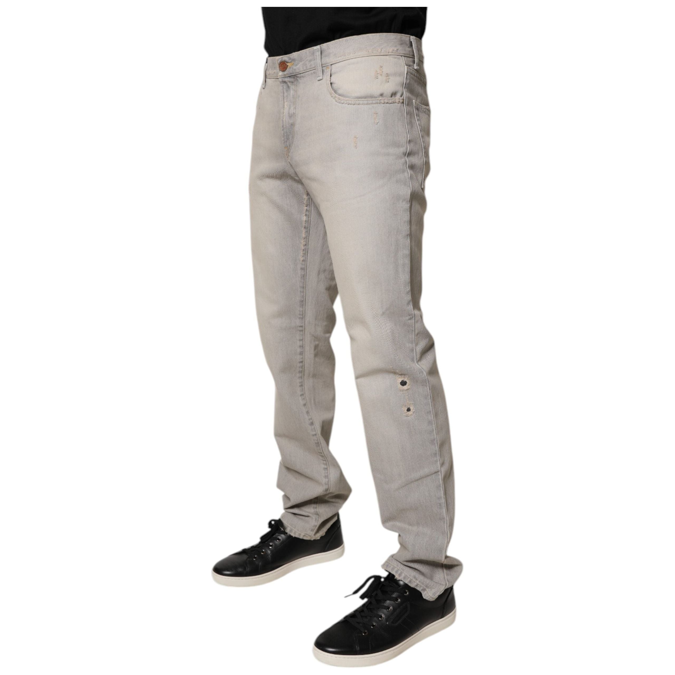 Dolce & Gabbana Light Gray Cotton Skinny Denim Jeans