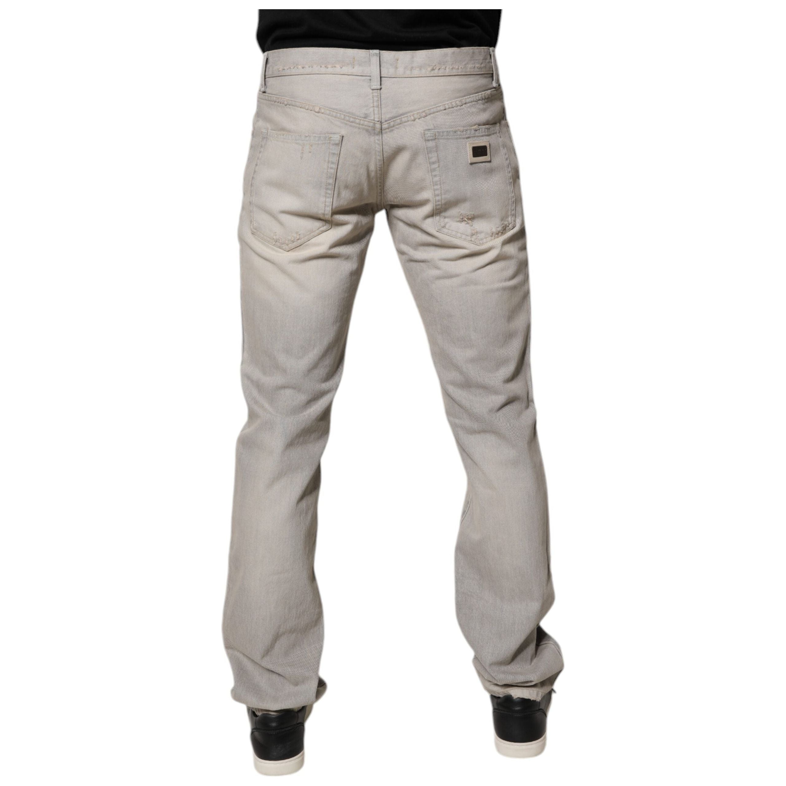 Dolce & Gabbana Light Gray Cotton Skinny Denim Jeans