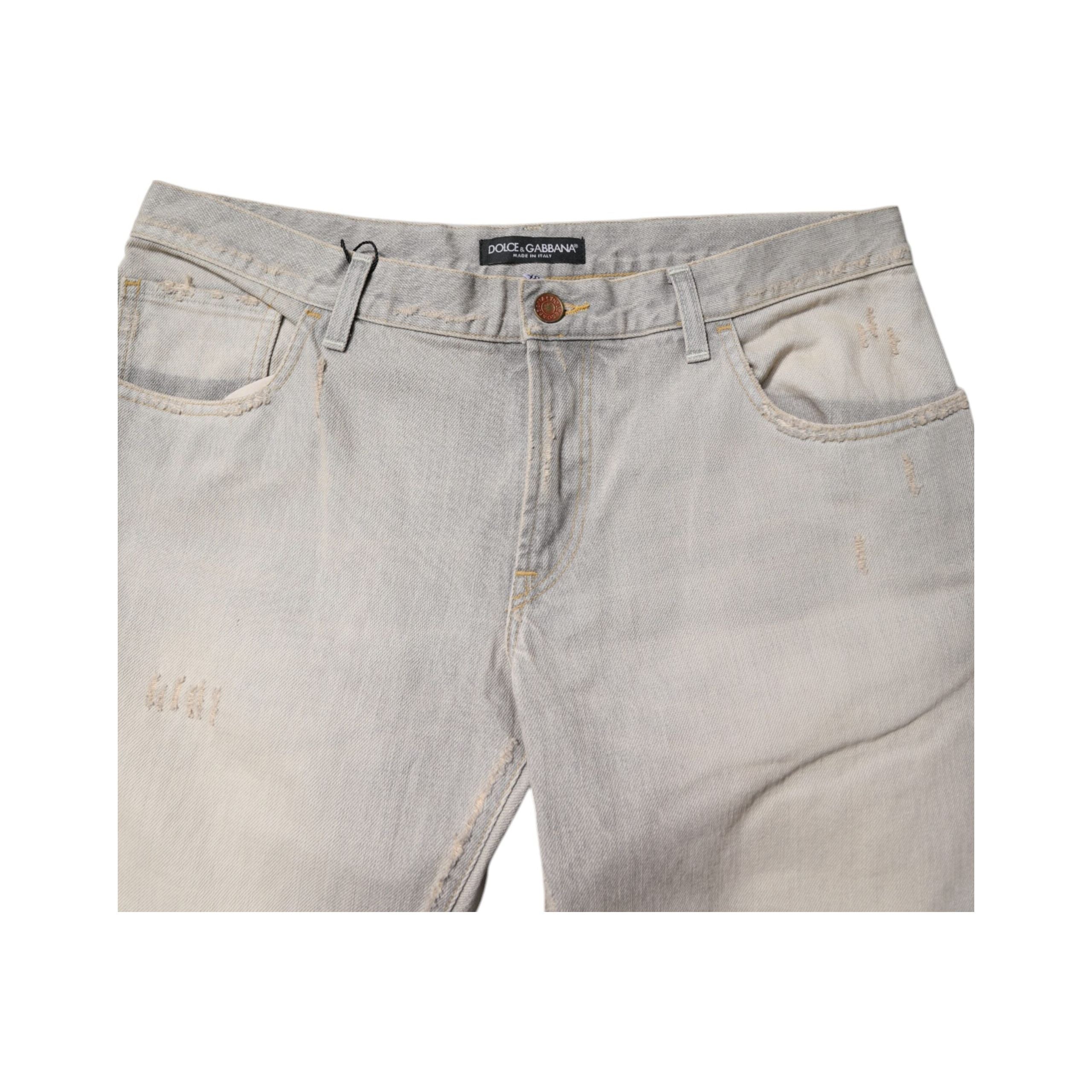 Dolce & Gabbana Light Gray Cotton Skinny Denim Jeans