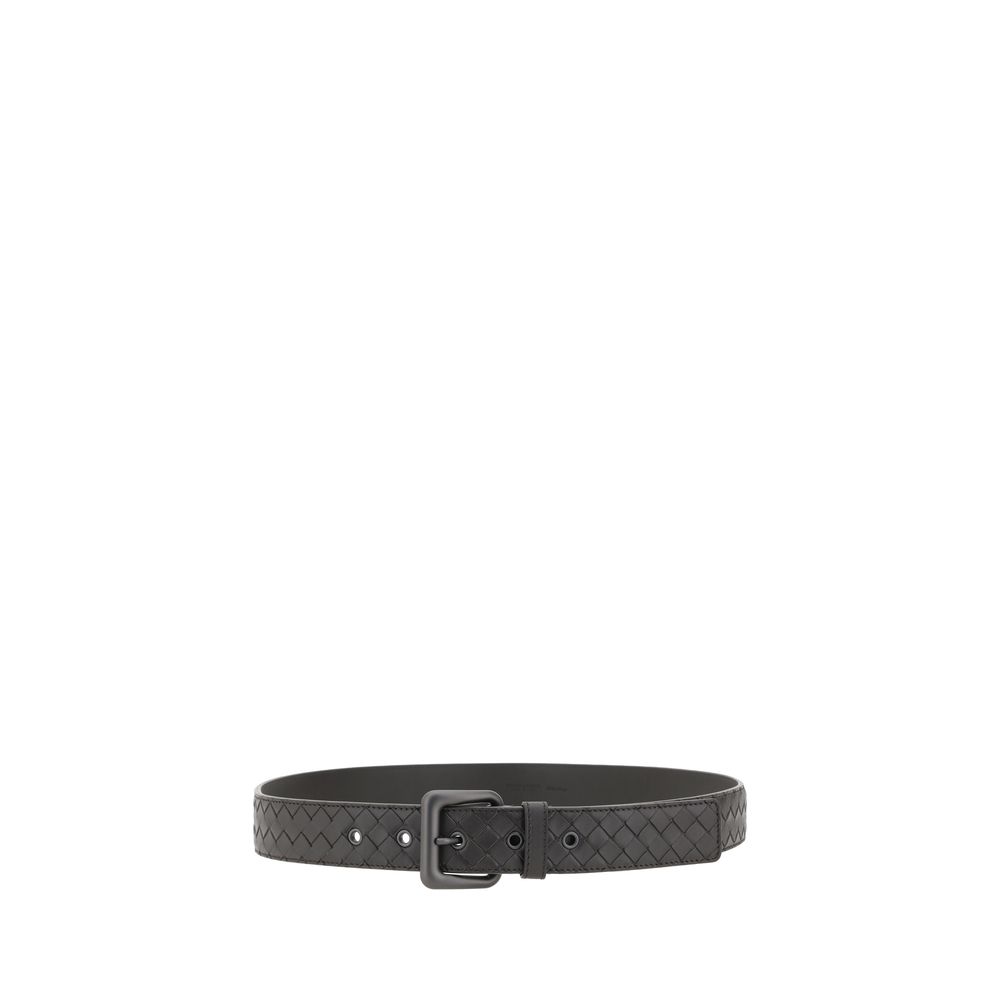 Bottega Veneta Black Leather Iconic Intrecciato Belt