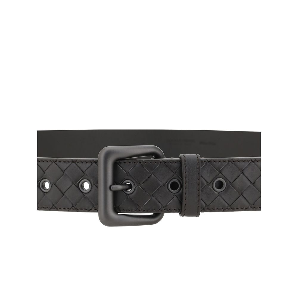 Bottega Veneta Black Leather Iconic Intrecciato Belt