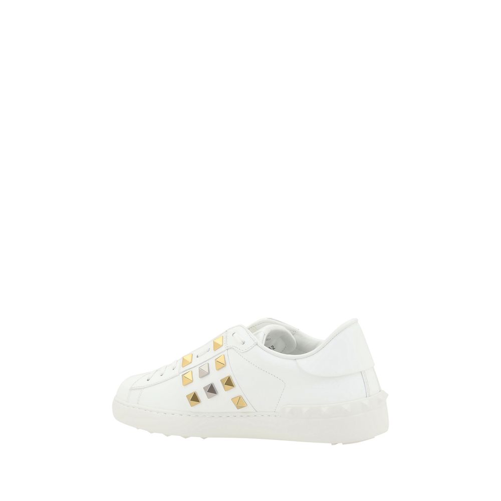 Valentino White Leather Rockstud Sneakers for Effortless Elegance