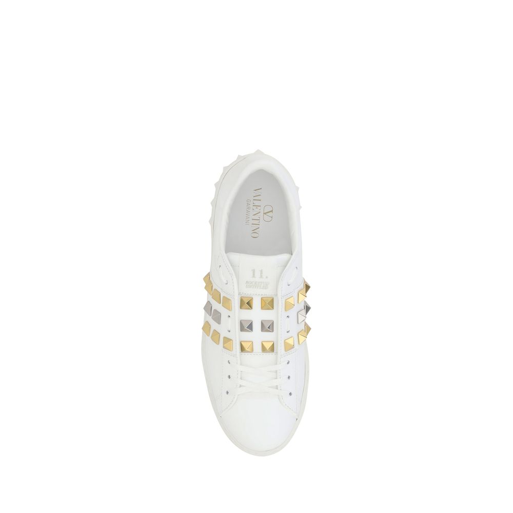 Valentino White Leather Rockstud Sneakers for Effortless Elegance