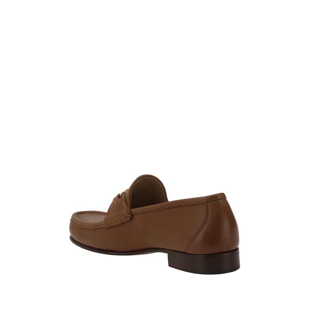 Valentino Black Leather Loafers with Iconic VLogo Plaque