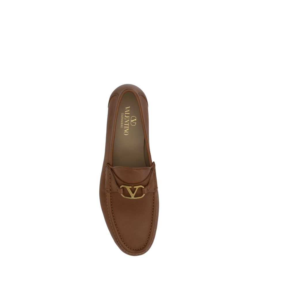 Valentino Black Leather Loafers with Iconic VLogo Plaque