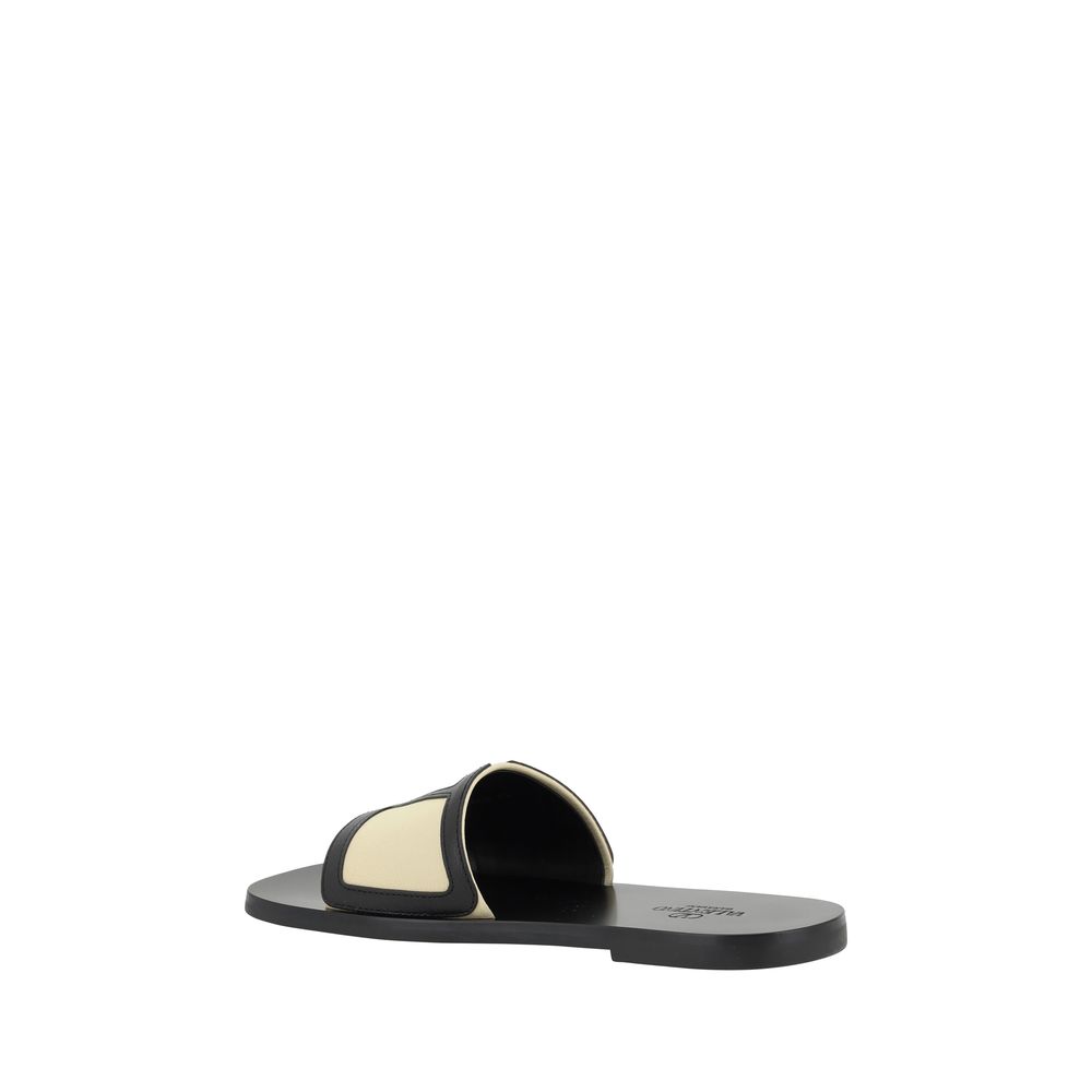 Valentino White Leather V Logo Sandals for Effortless Elegance
