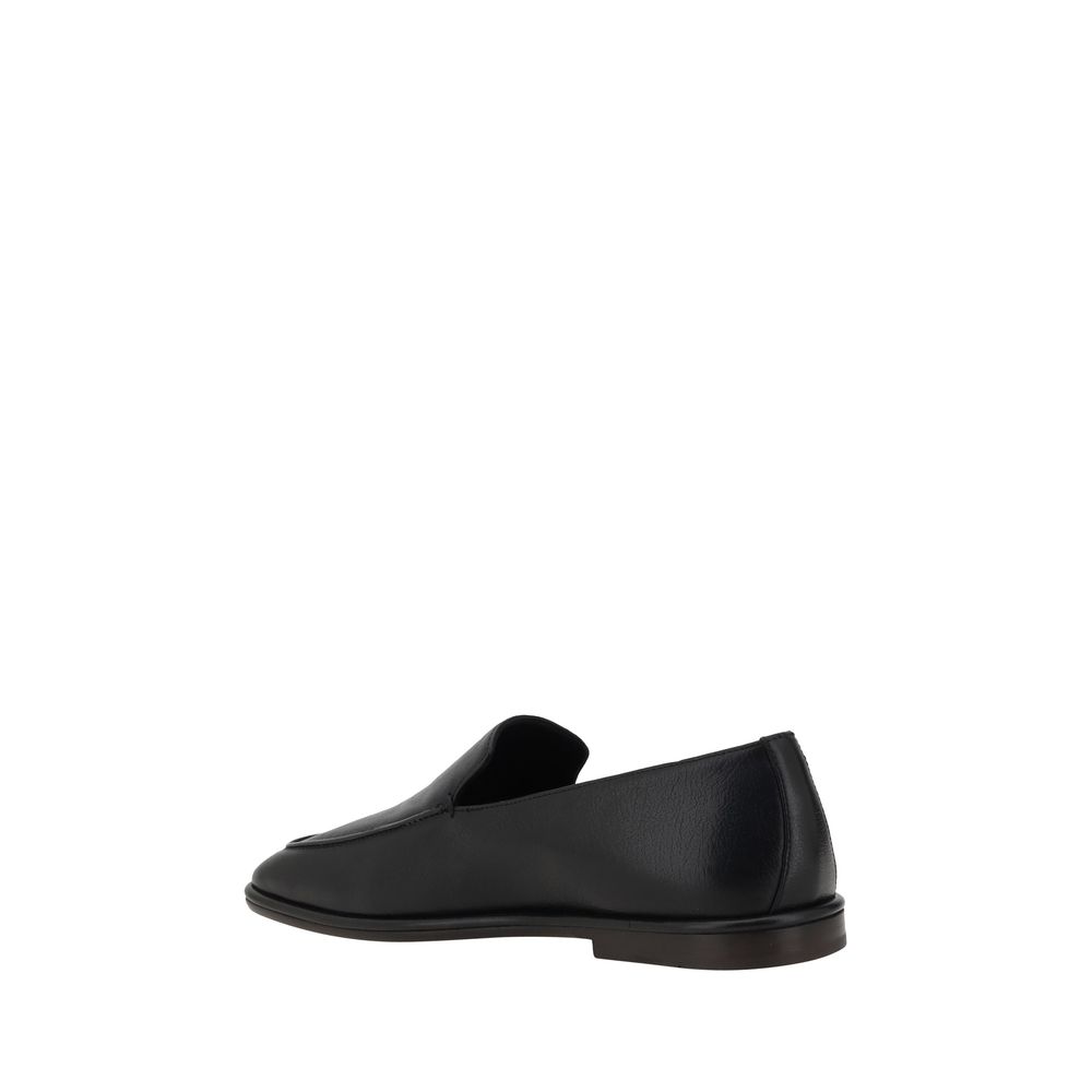 Ferragamo Black Hammered Leather Loafers for Timeless Elegance
