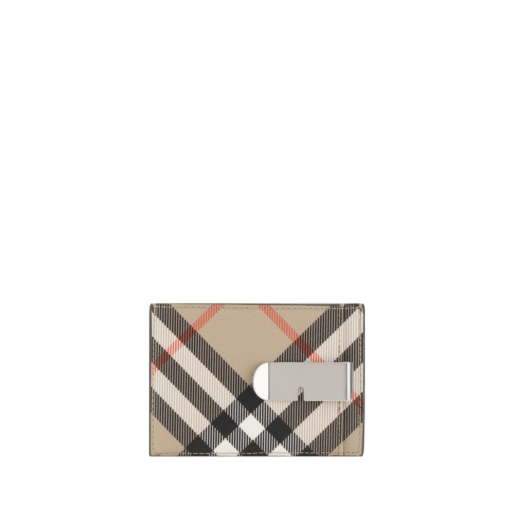Burberry Beige Leather Card Holder in Iconic Check Design