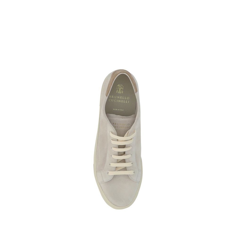 Brunello Cucinelli White Calfskin Sneakers in Exquisite Calfskin Elegance