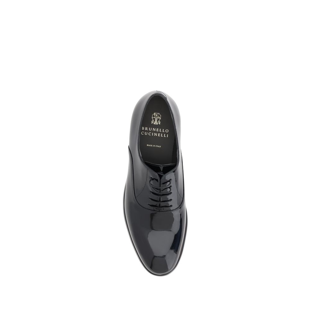 Brunello Cucinelli Black Patent Leather Laced Shoes