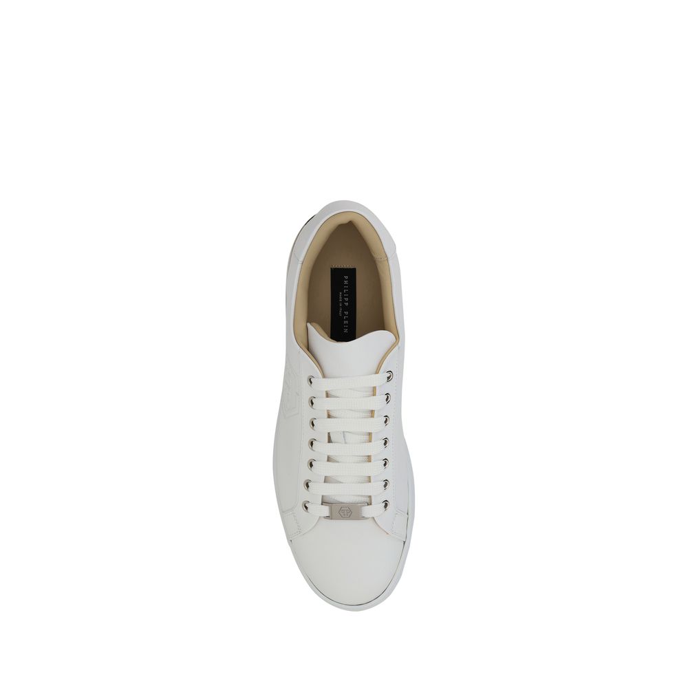 Philipp Plein White Leather Sneakers: Luxury Footwear for Distinctive Style
