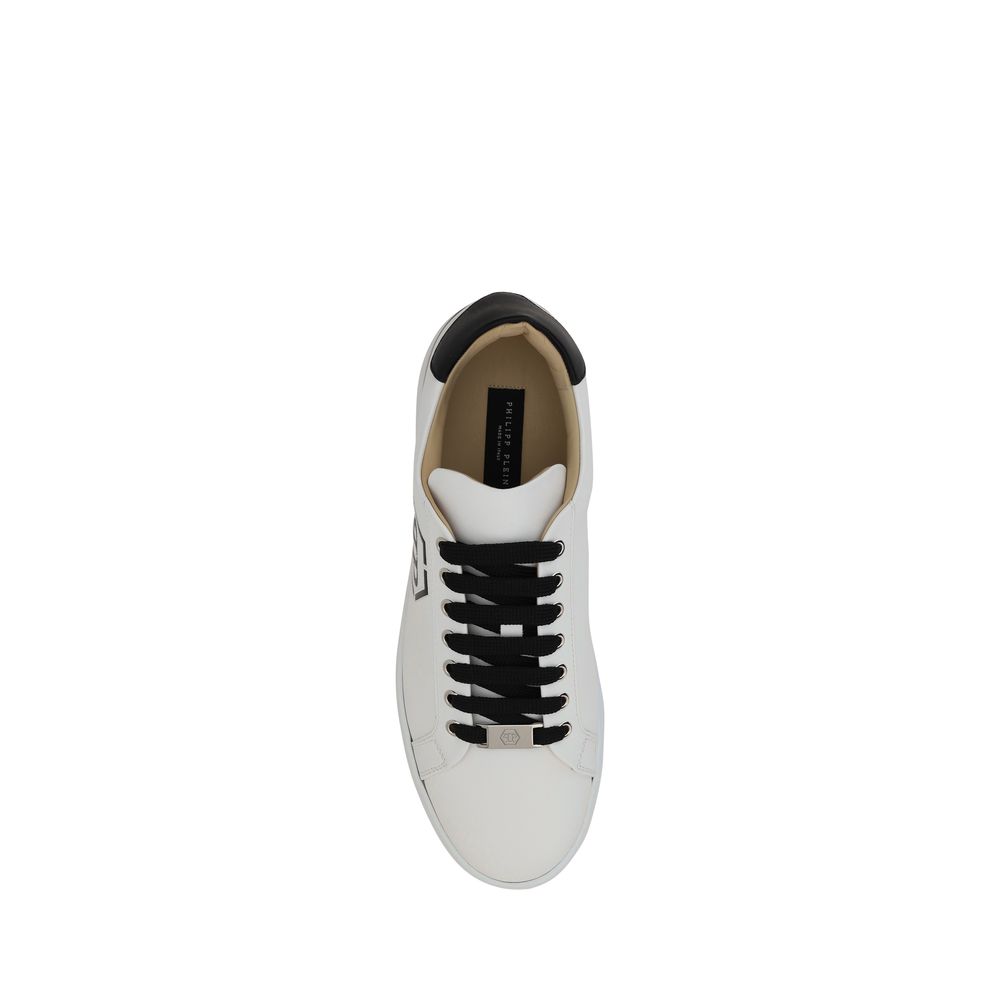 Philipp Plein White Leather Sneakers Crafted for Elevated Everyday Elegance