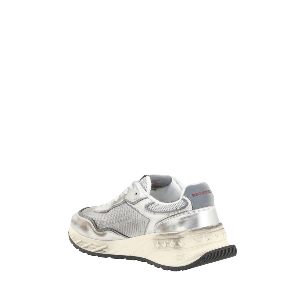 Dsquared² White Leather Sprinter Sneakers with Bold Retro Design