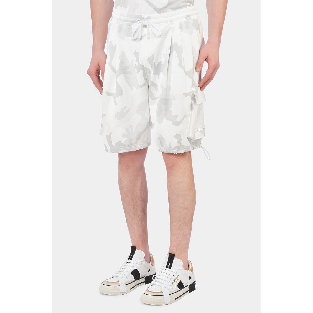 Dolce & Gabbana White Cotton Short with Distinctive Design
