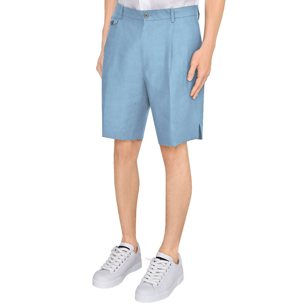 Dolce & Gabbana Light Blue Linen Short for Effortless Elegance