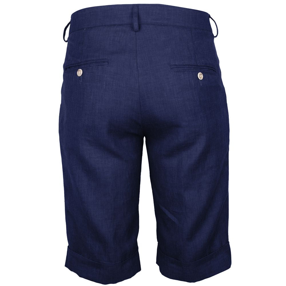 Loro Piana Blue Linen Short - Sophisticated Elegance