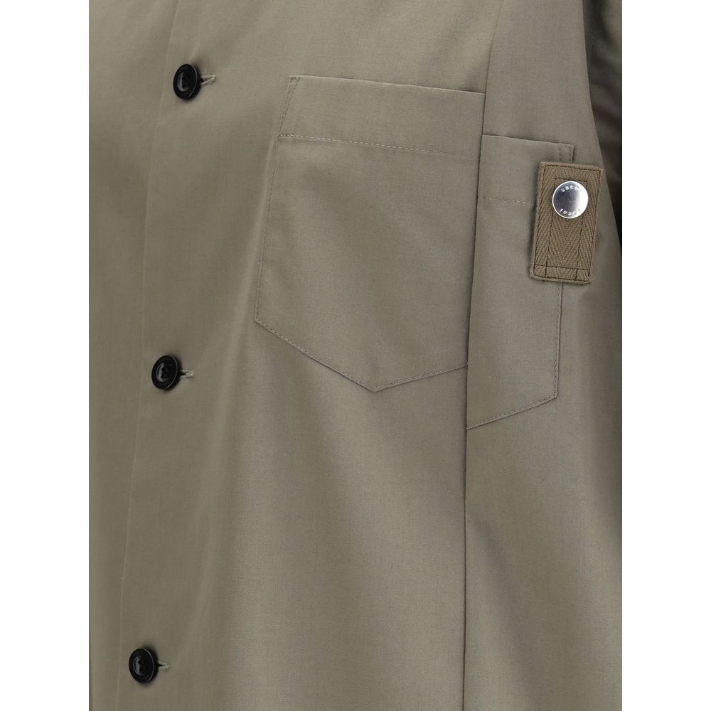 Sacai White Cotton Short-sleeve Shirt with Innovative Double-layer Design