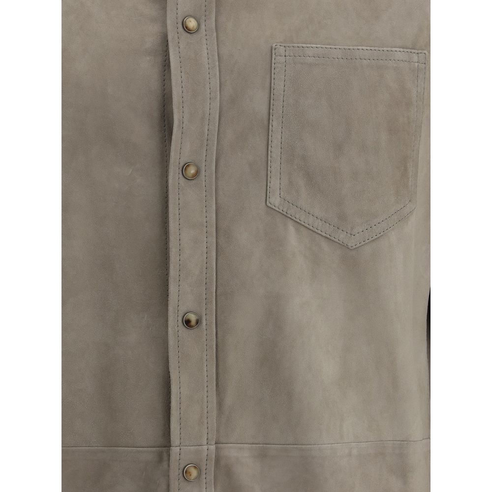 Brunello Cucinelli Beige Suede Shirt for Elevated Sophistication