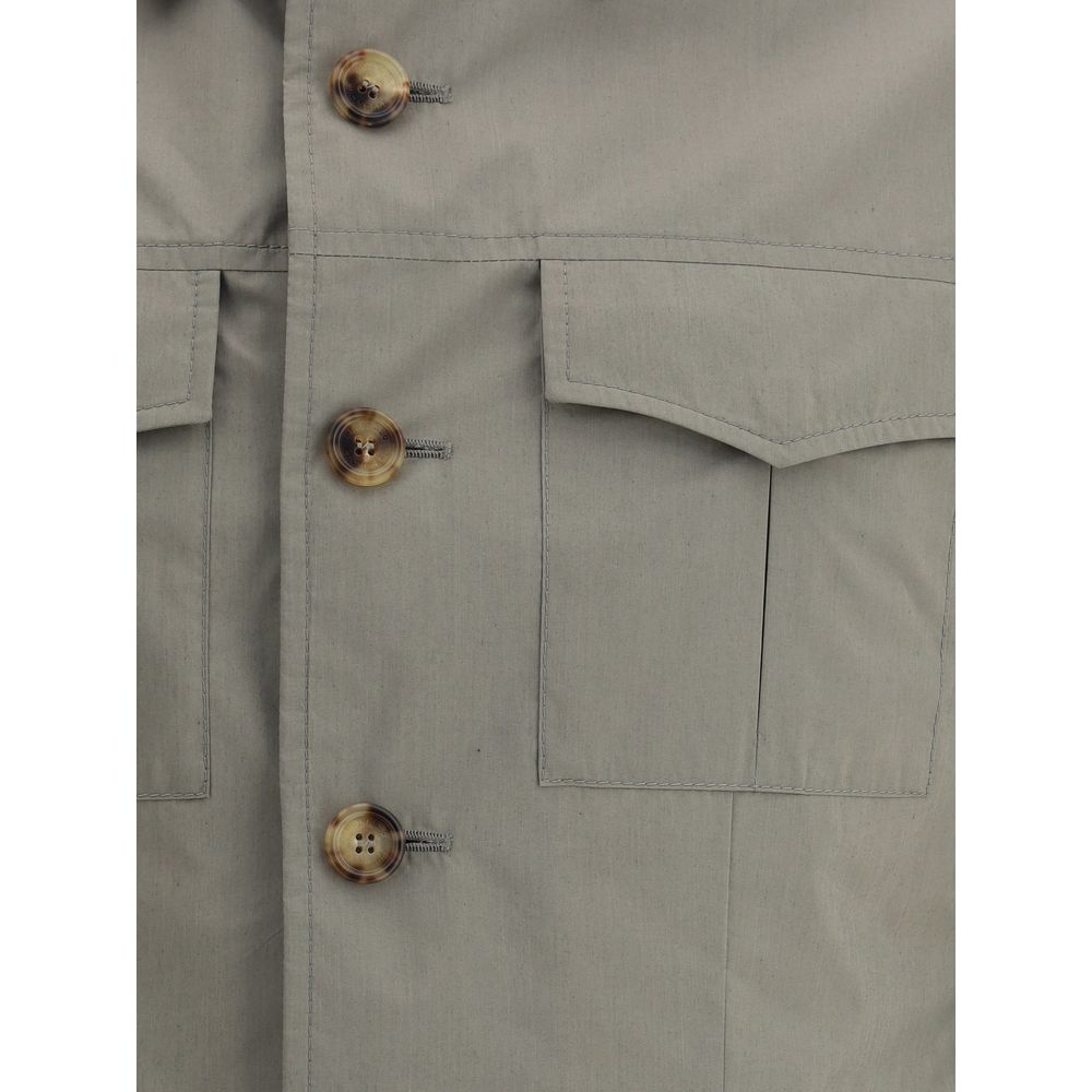Brunello Cucinelli Khaki Techno Cotton Waterproof Jacket