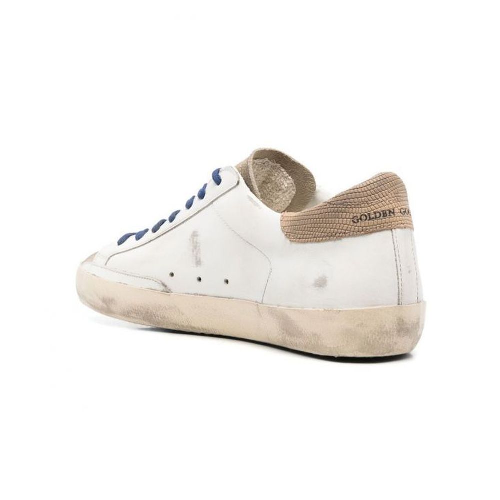 Golden Goose White Leather Sneaker with Lizard-Print Detail