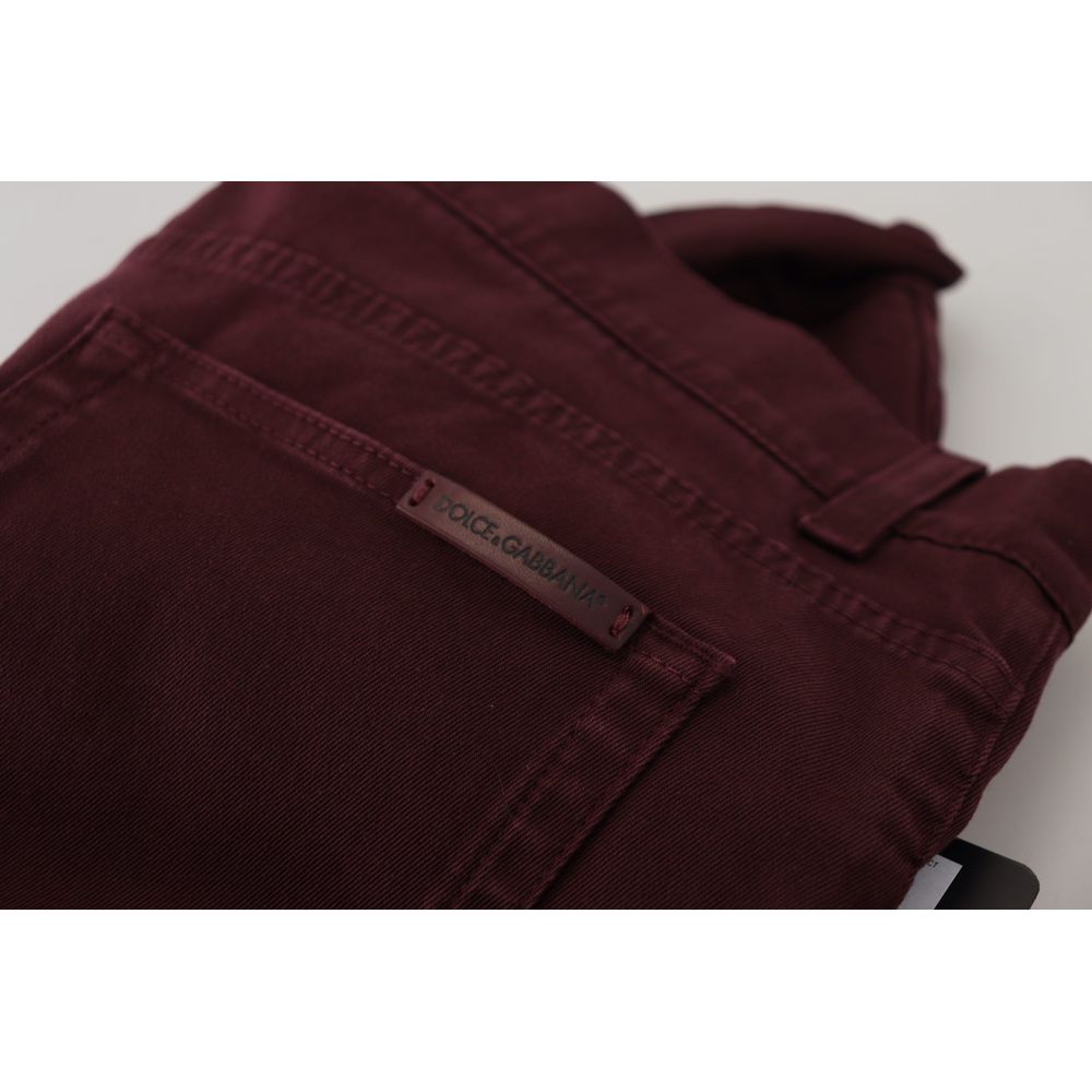 Dolce & Gabbana Bordeaux Cotton Jeans & Pant Elegance
