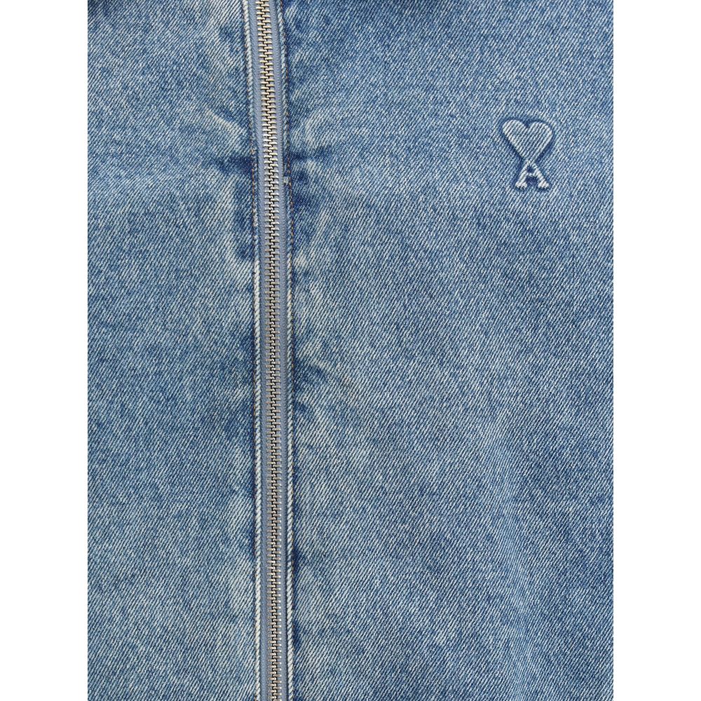 Ami Paris Blue Cotton Denim Jacket for Timeless Urban Elegance
