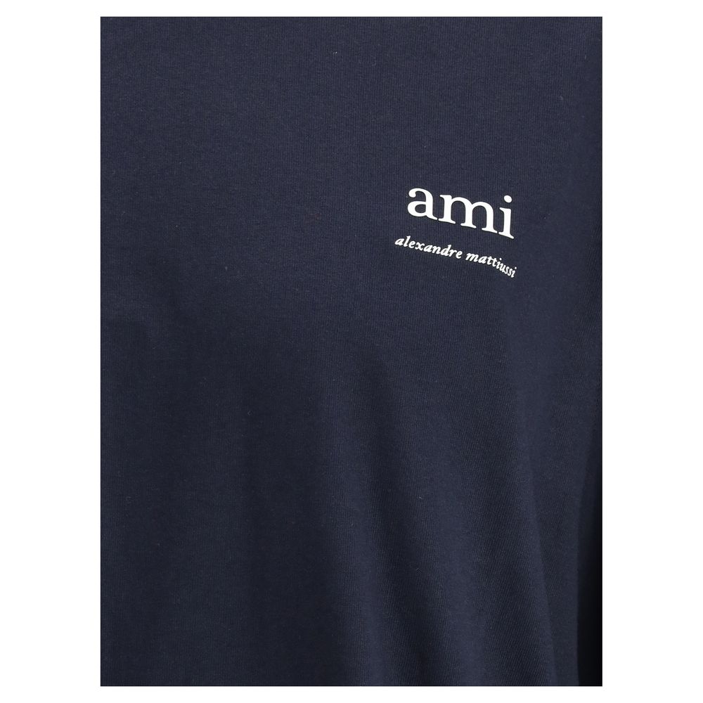 Ami Paris White Cotton Logoed T-Shirt for Effortless Sophistication