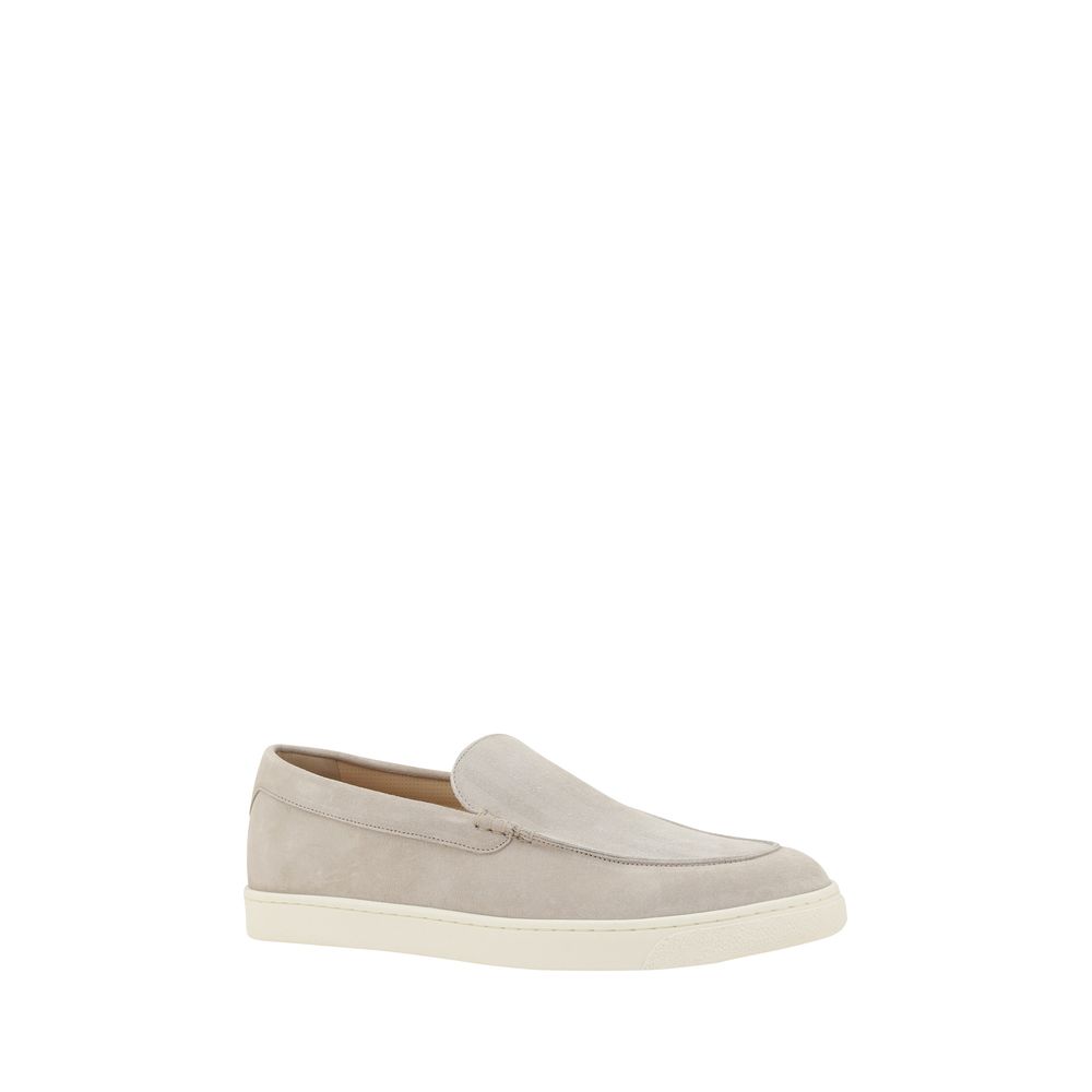 Brunello Cucinelli Grey Luxurious Suede Slip-on Sneakers