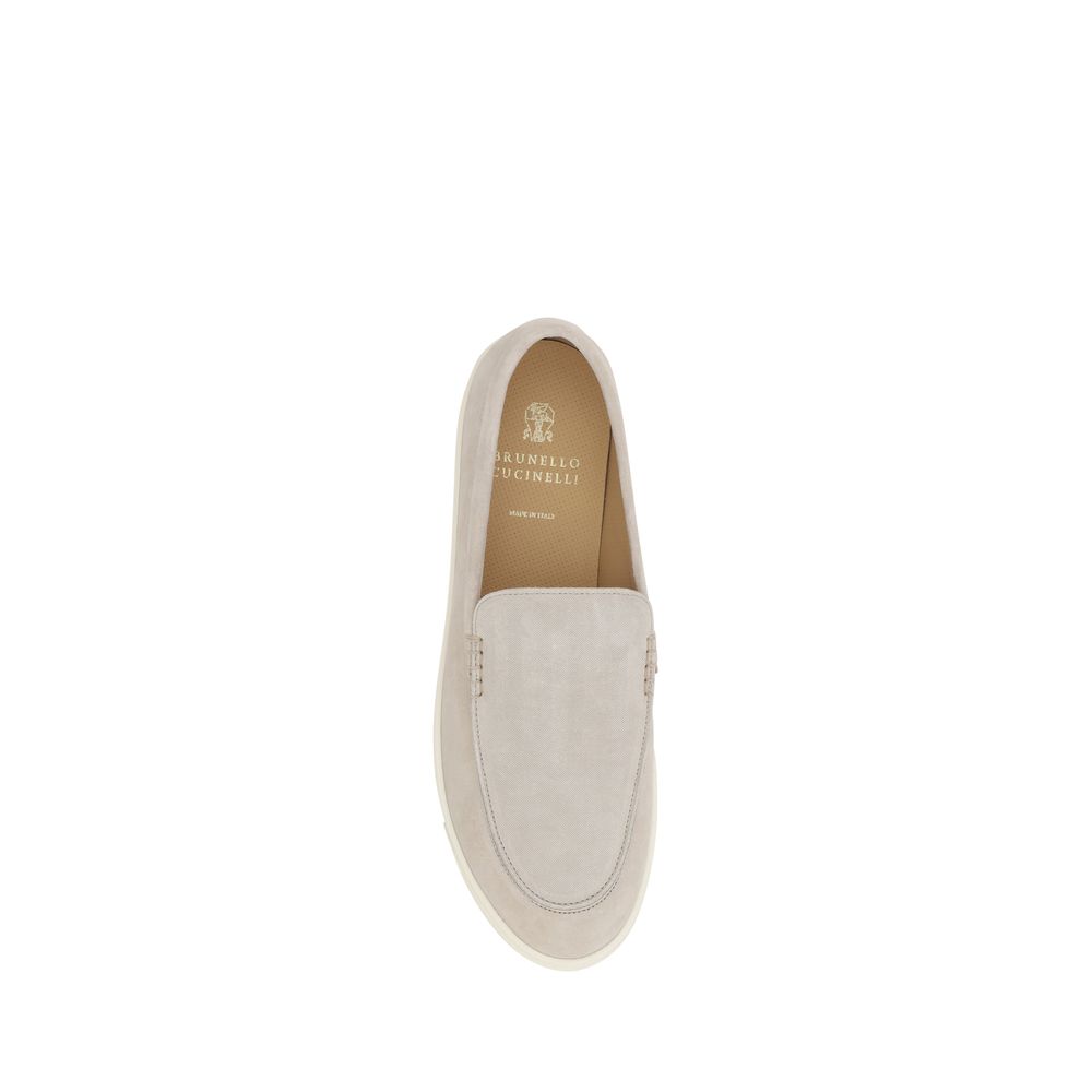 Brunello Cucinelli Grey Luxurious Suede Slip-on Sneakers